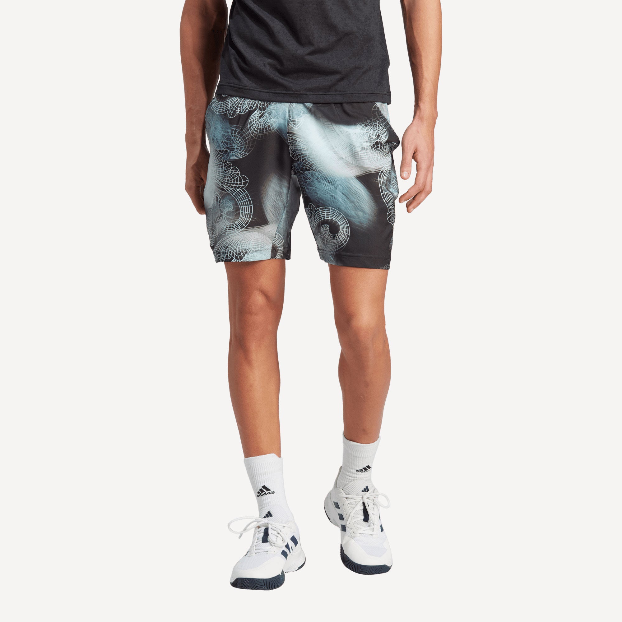 adidas Ergo London Pro Men's Printed Tennis Shorts Black (1)