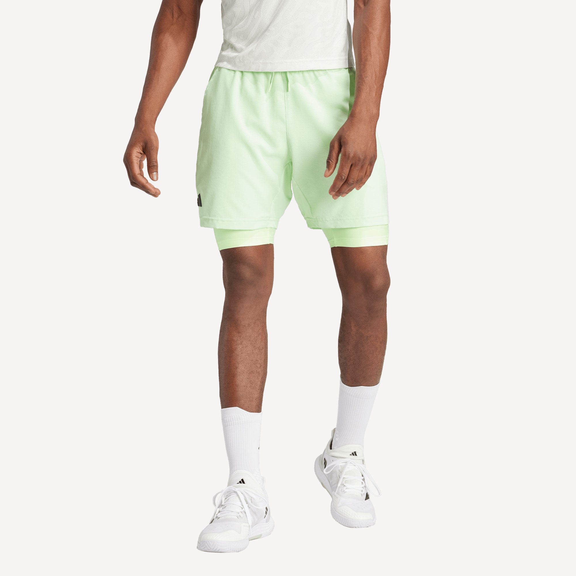 adidas Pro Melbourne Men's Tennis Shorts and Inner Shorts Set - Green (1)