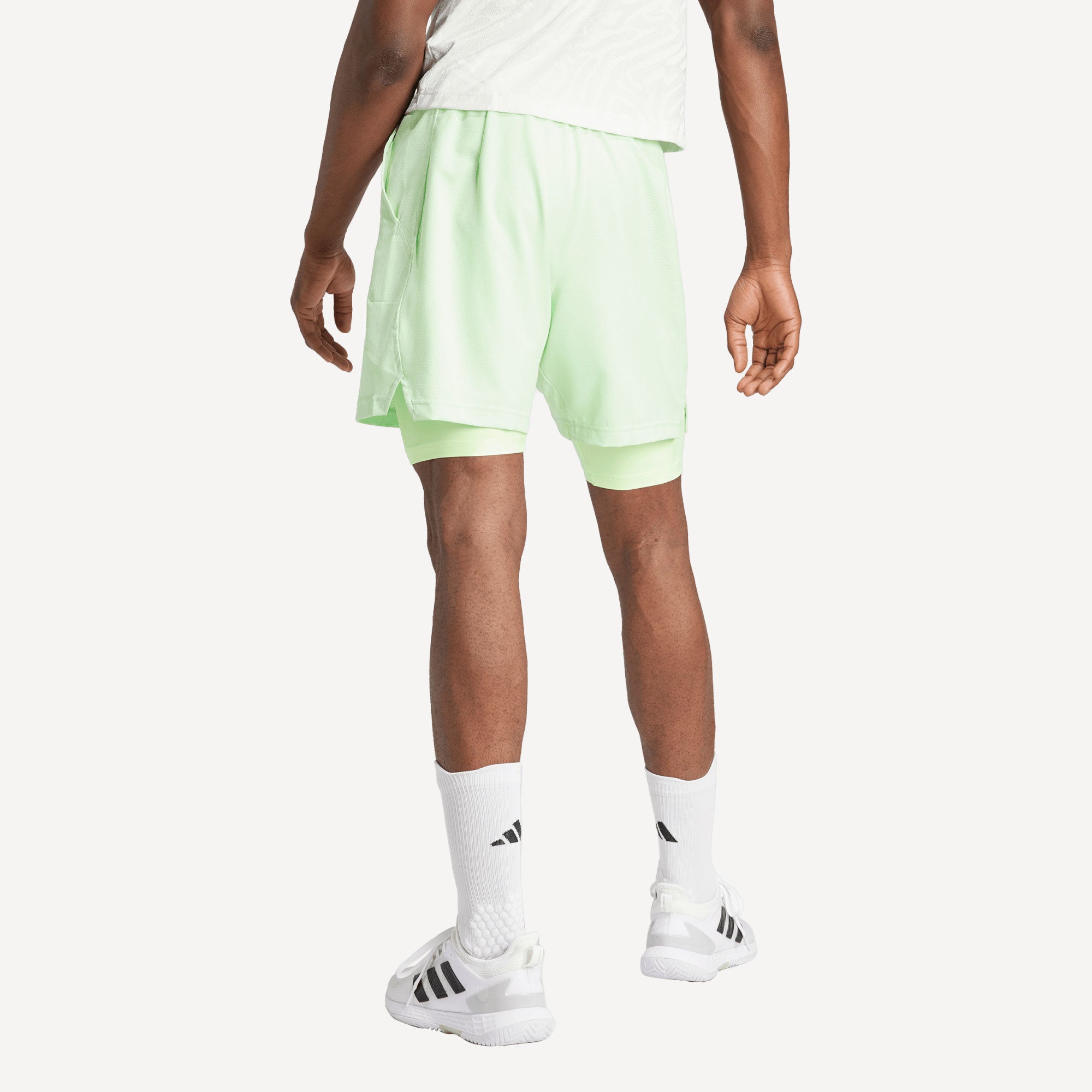 adidas Pro Melbourne Men's Tennis Shorts and Inner Shorts Set - Green (2)