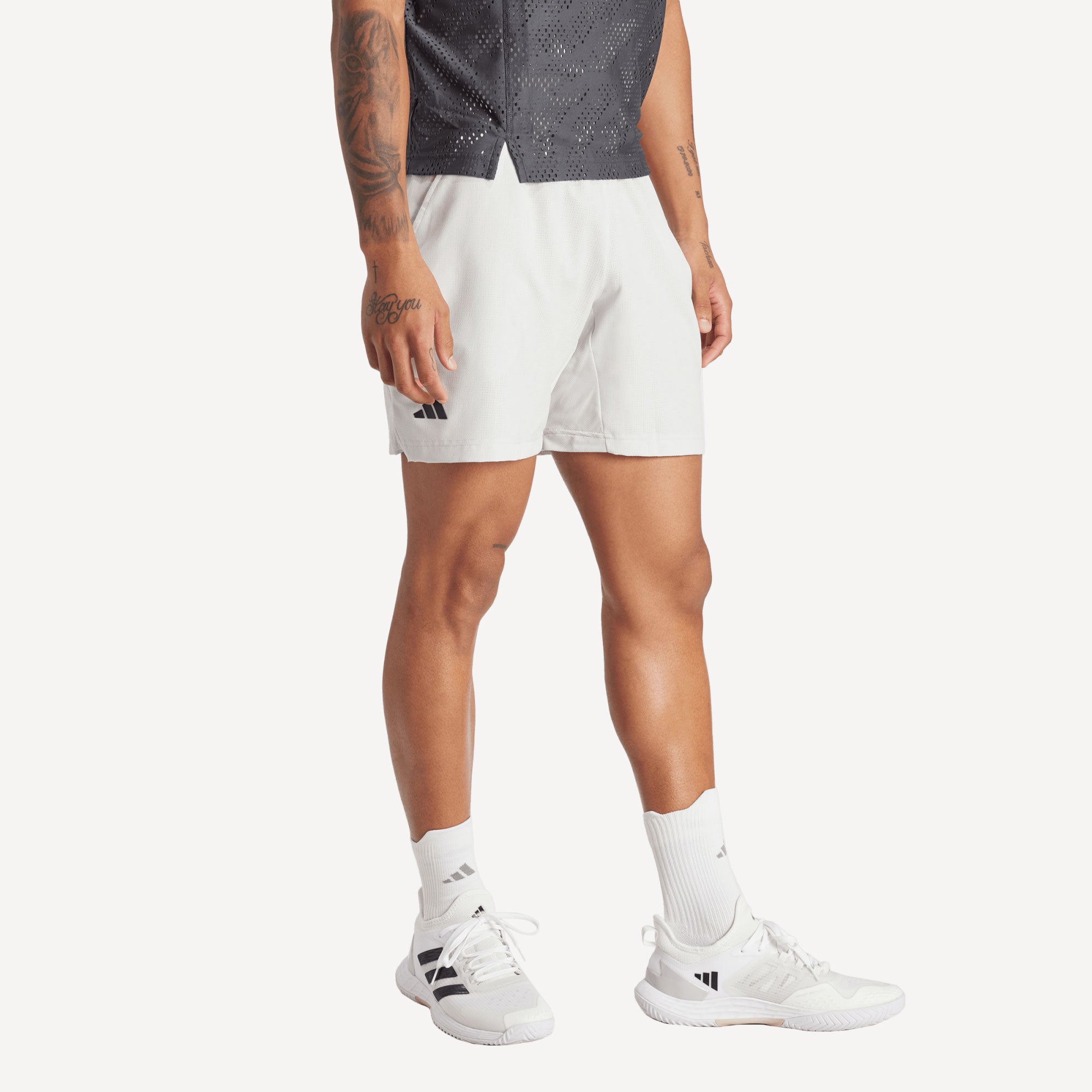adidas Pro Melbourne Men's Tennis Shorts and Inner Shorts Set - Grey (3)