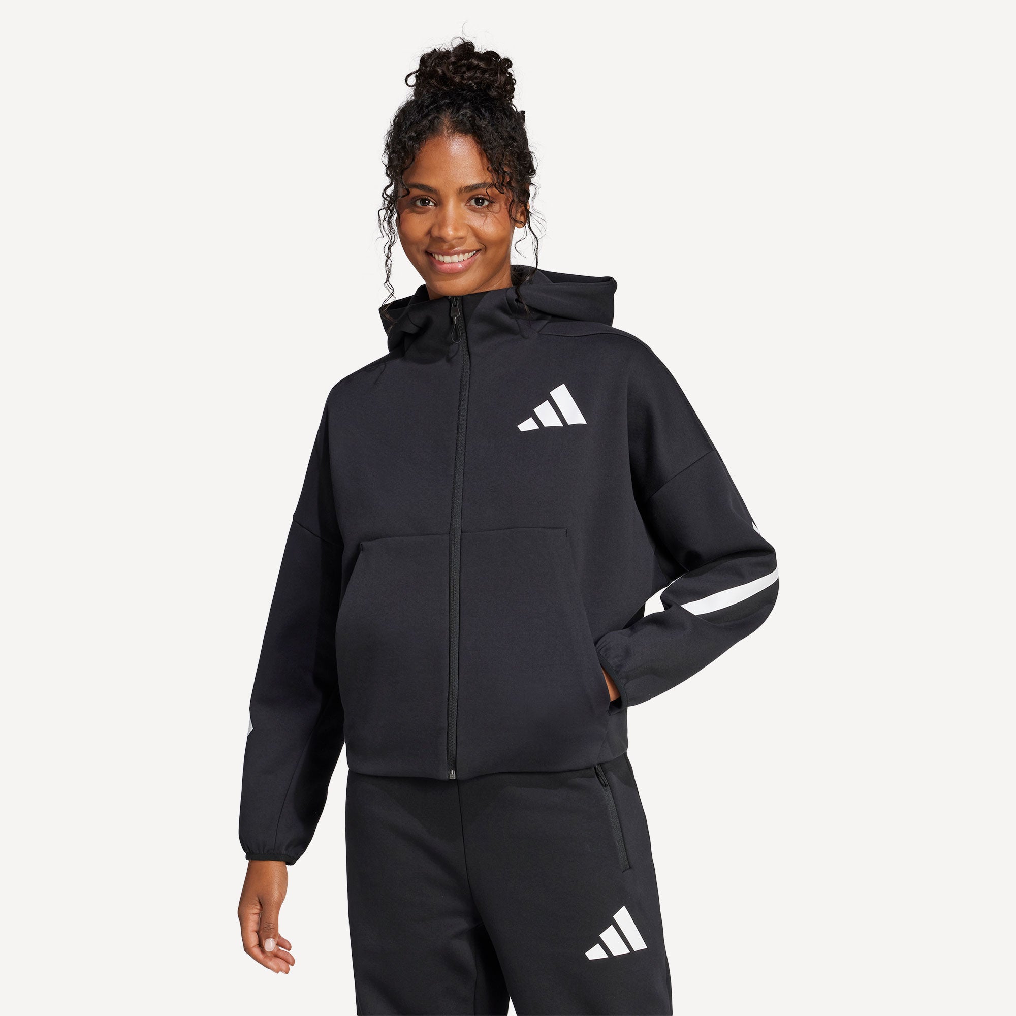 adidas ZNE Women's Full-Zip Hoody - Black | Tennis Only