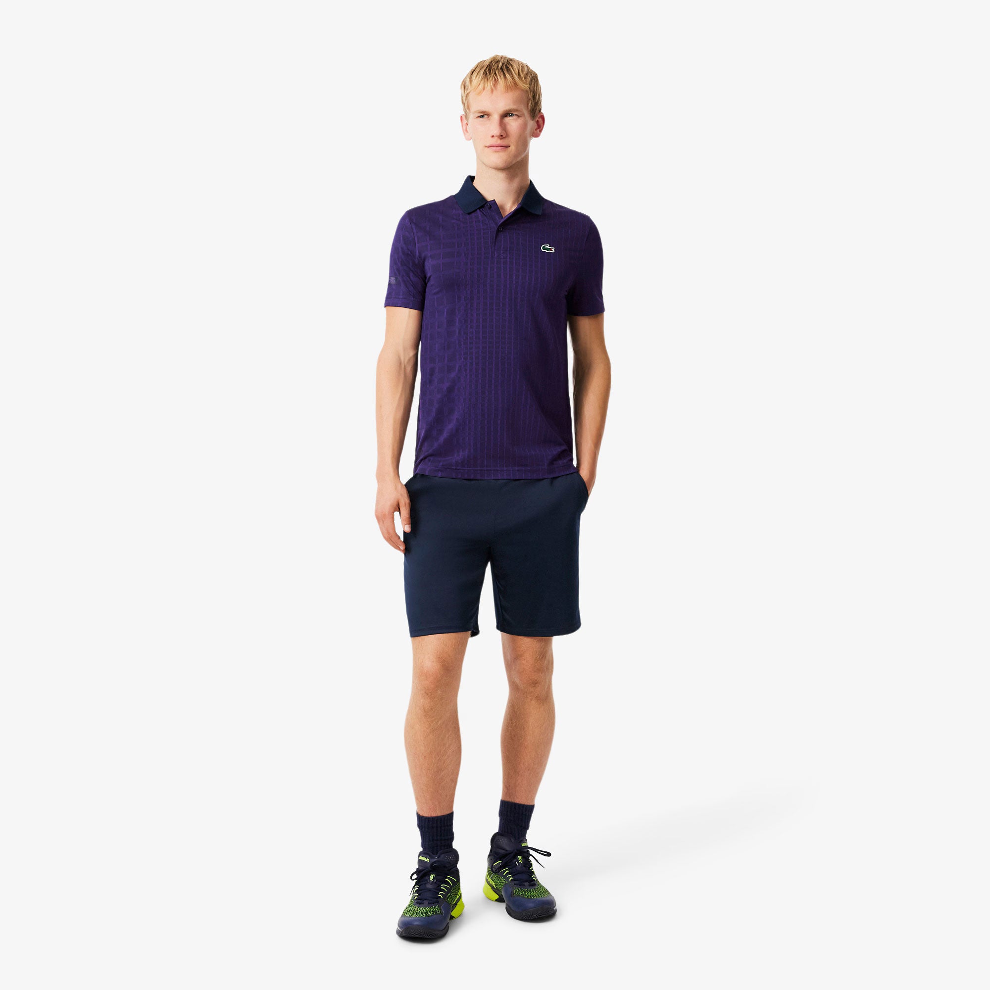 Lacoste Players Men's Mesh Ultra Dry 8-Inch Tennis Shorts - Dark Blue (3)