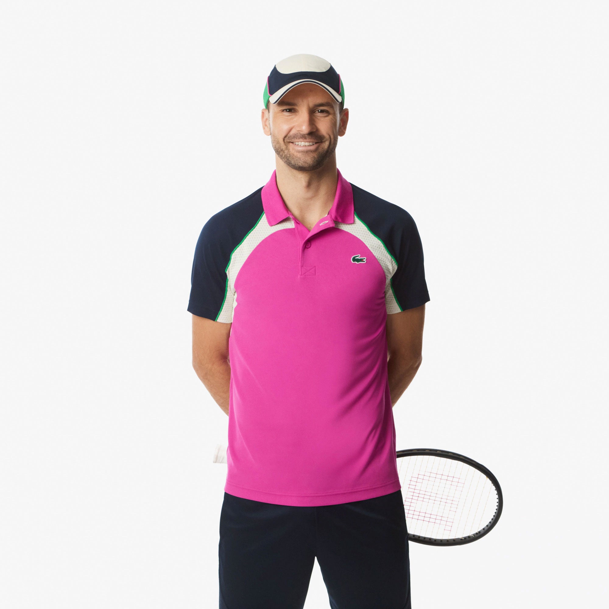 Lacoste Players Men's Ultra Dry Pique Tennis Polo - Pink (1)