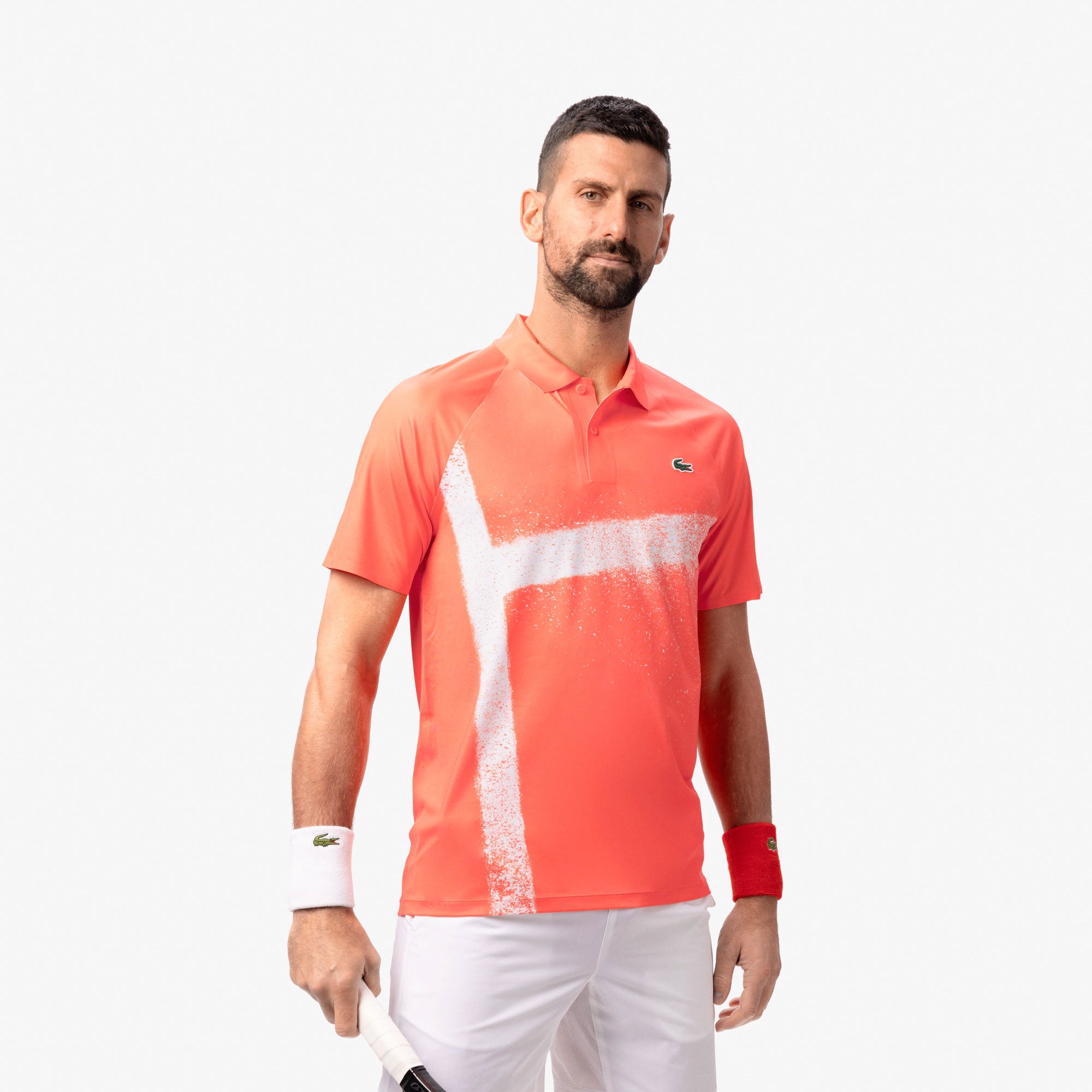 Lacoste x Novak Djokovic Men's On Court Ultra Dry Tennis Polo - Orange (1)
