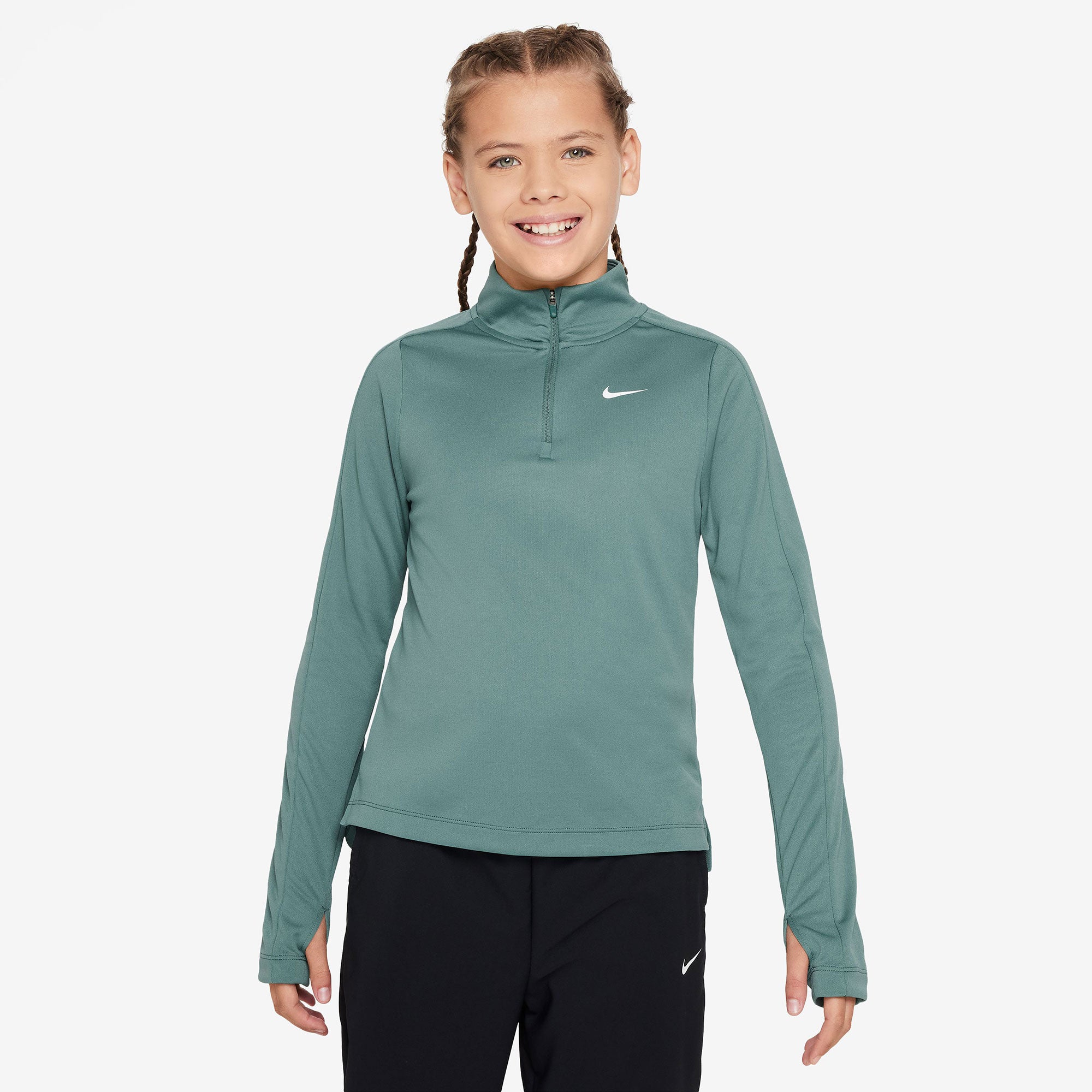 Nike Girls' Dri-FIT Half-Zip LS Top - Green (1)