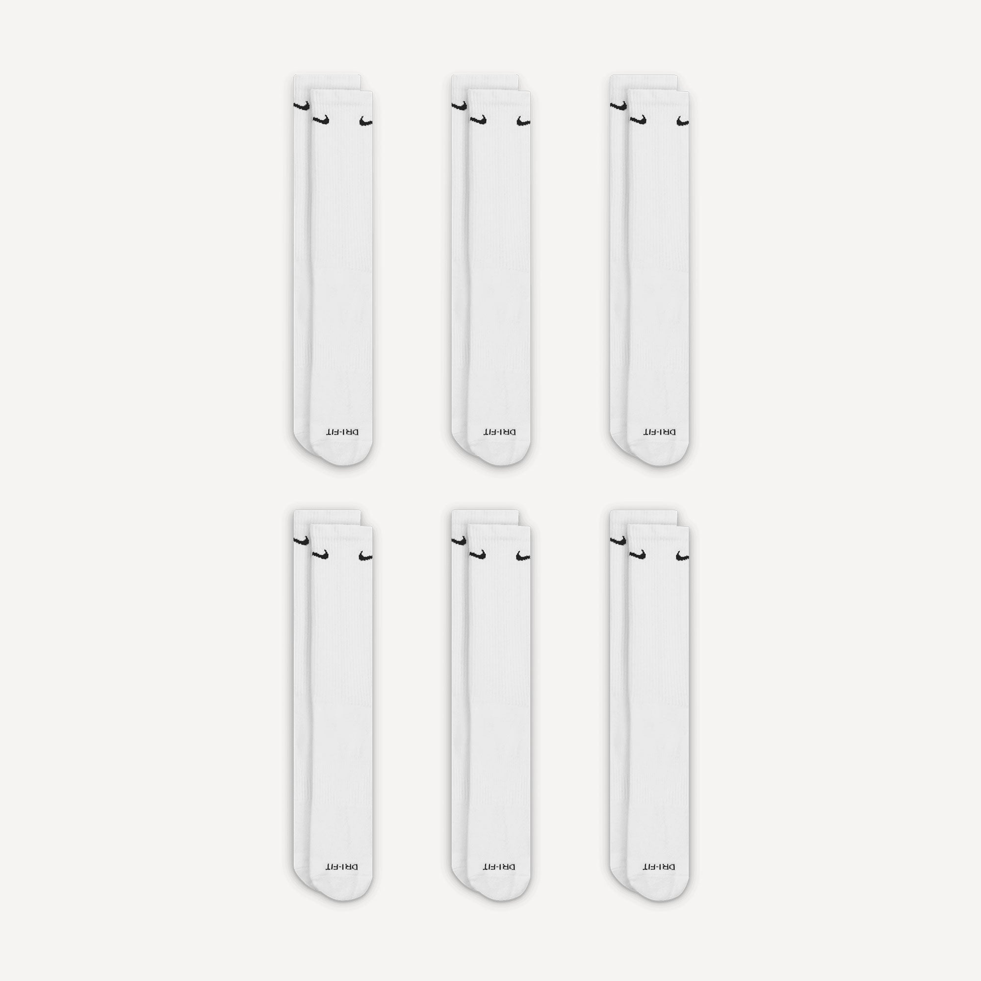 Nike Plus Cushioned Dri-FIT Training Crew Socks (6 Pair) - White (3)
