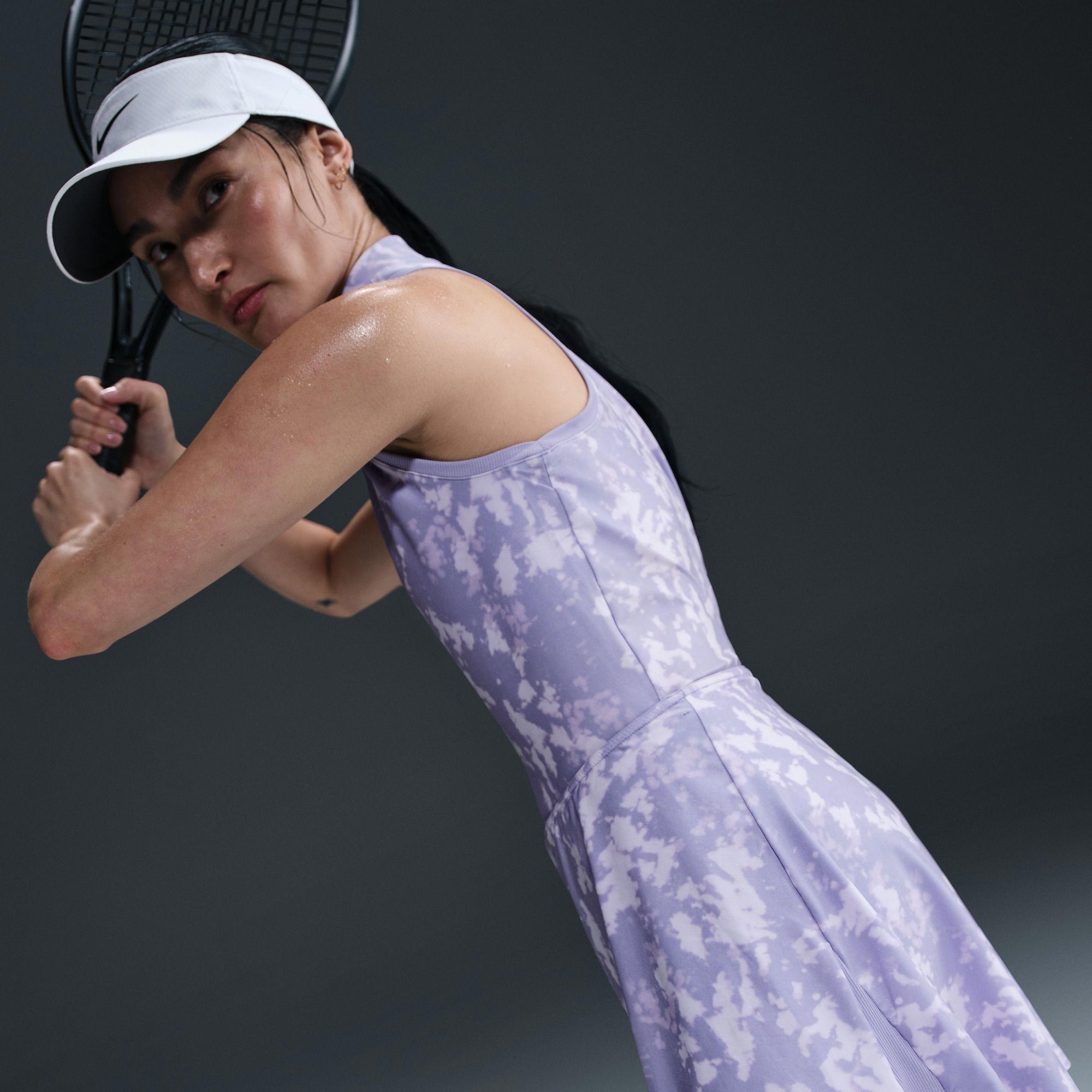 Nike Victory Women's Dri-FIT Mid-Rise Flouncy Printed Tennis Skirt - Purple (5)