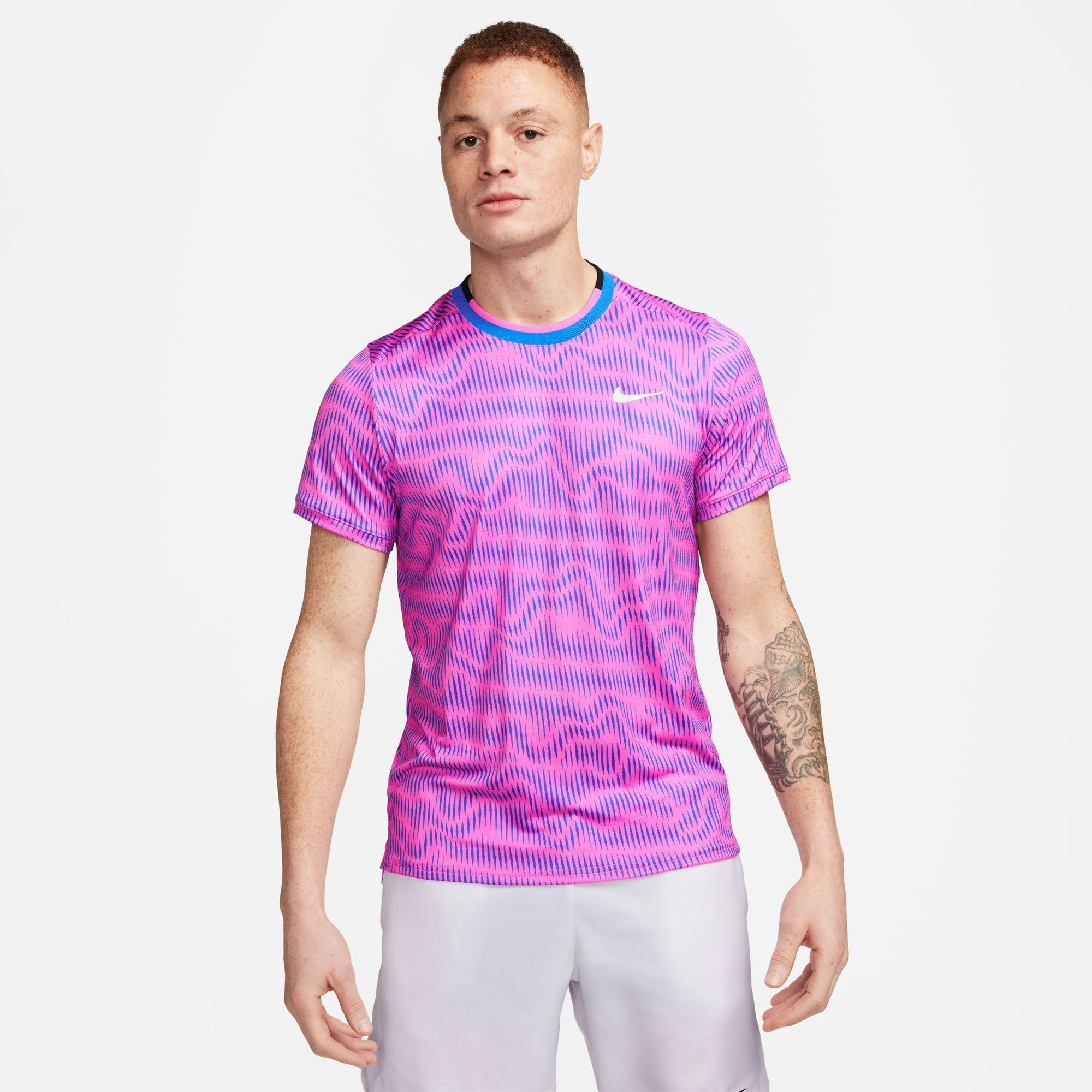 NikeCourt Advantage Men's Dri-FIT Printed Tennis Shirt - Pink (1)