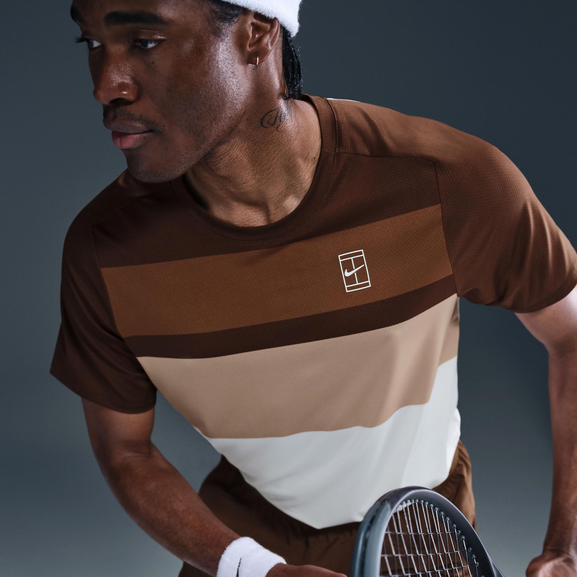 NikeCourt Advantage Men's Dri-FIT Printed Tennis Shirt - Brown (3)