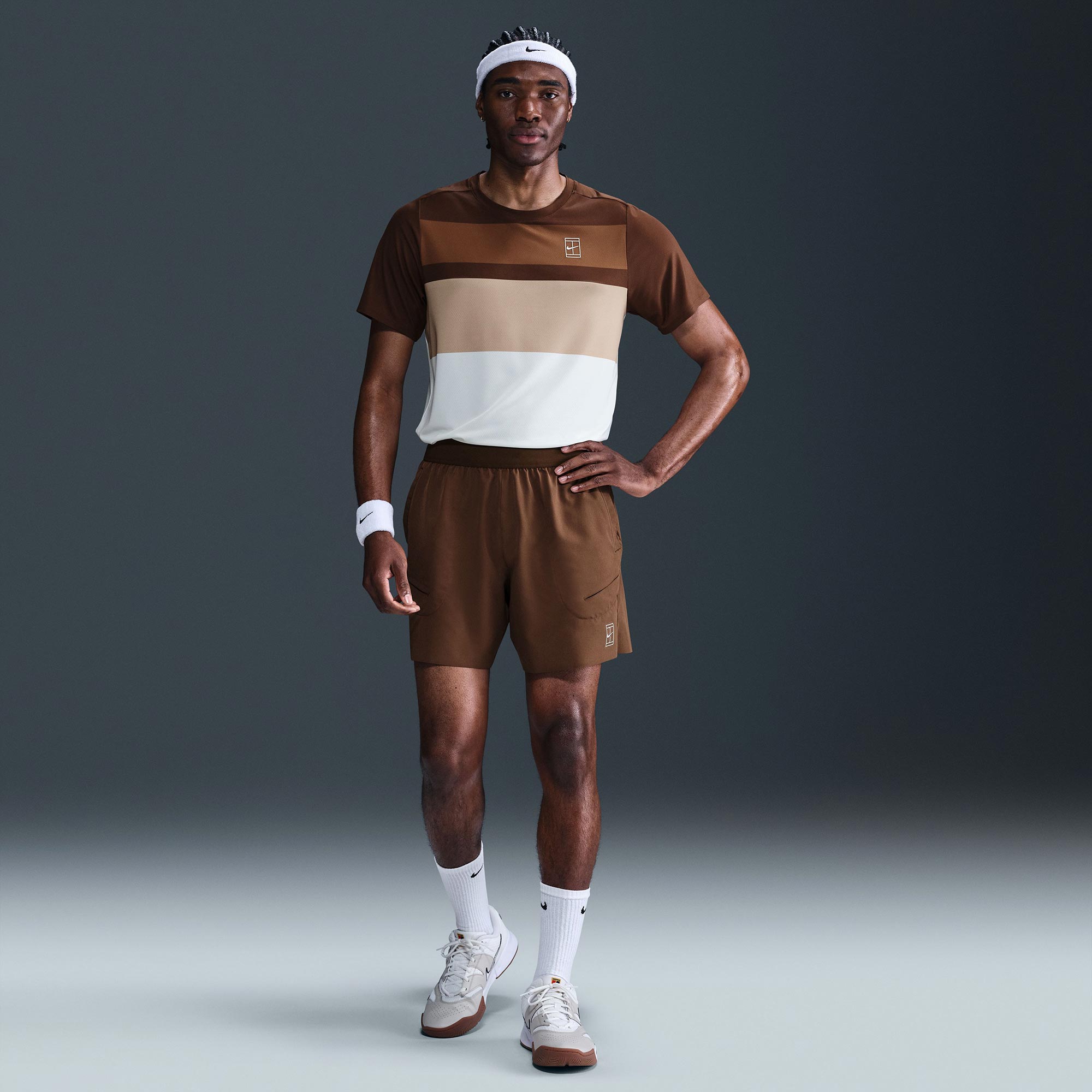 NikeCourt Advantage Men's Dri-FIT Printed Tennis Shirt - Brown (4)
