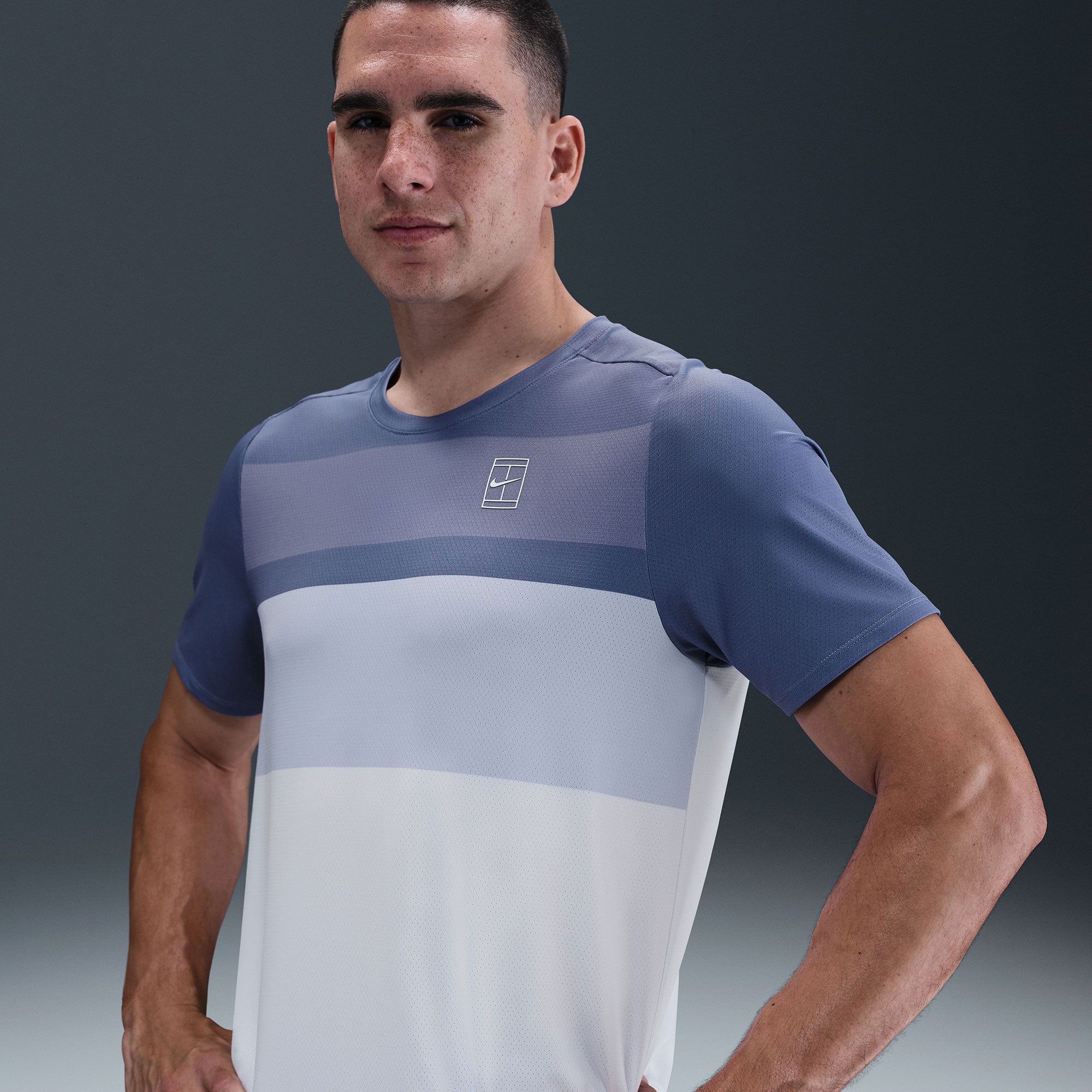 NikeCourt Advantage Men's Dri-FIT Printed Tennis Shirt - Blue (1)
