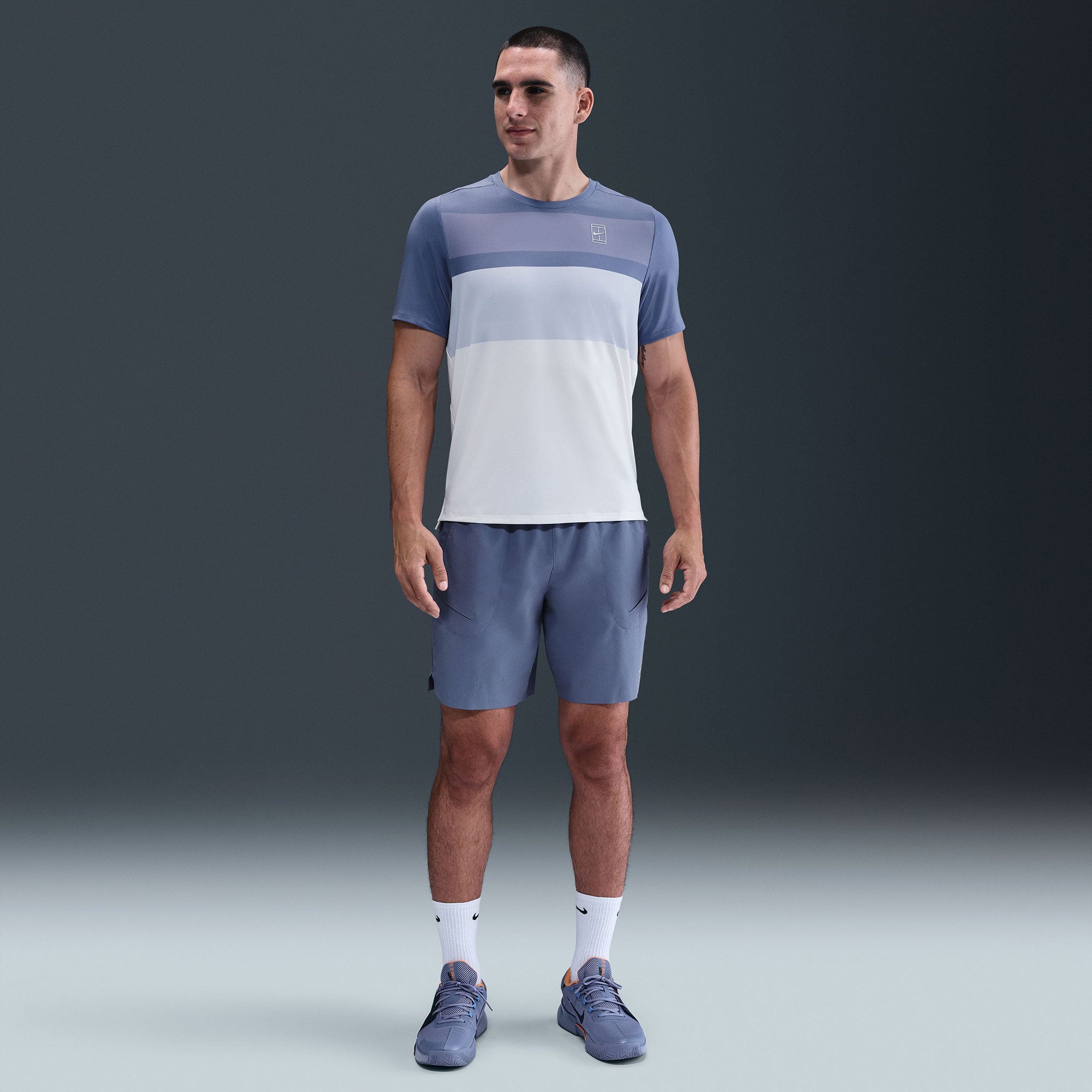 NikeCourt Advantage Men's Dri-FIT Printed Tennis Shirt - Blue (4)