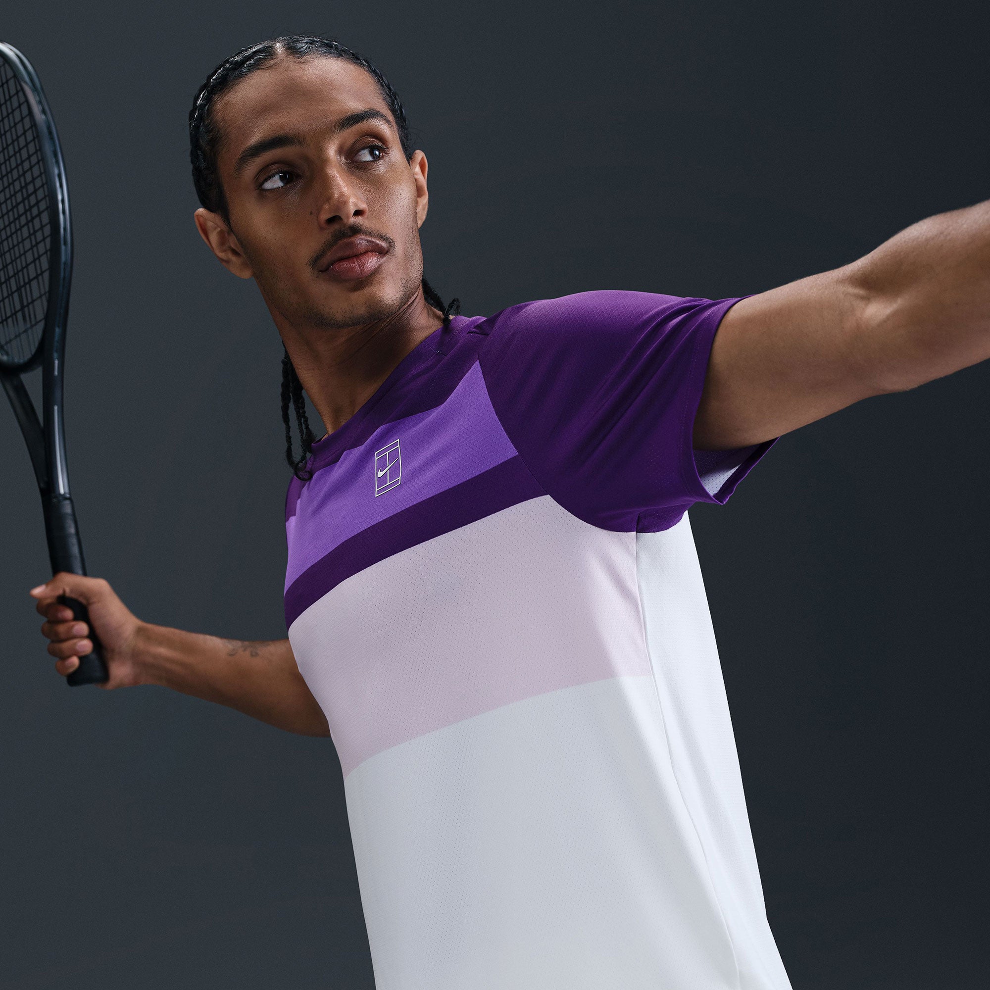 NikeCourt Advantage Men's Dri-FIT Printed Tennis Shirt - Purple (3)