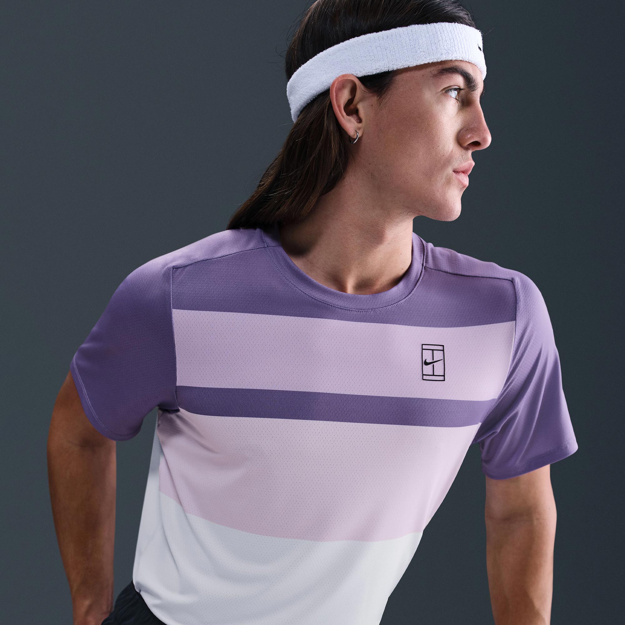 NikeCourt Advantage Men's Dri-FIT Printed Tennis Shirt - Purple (3)