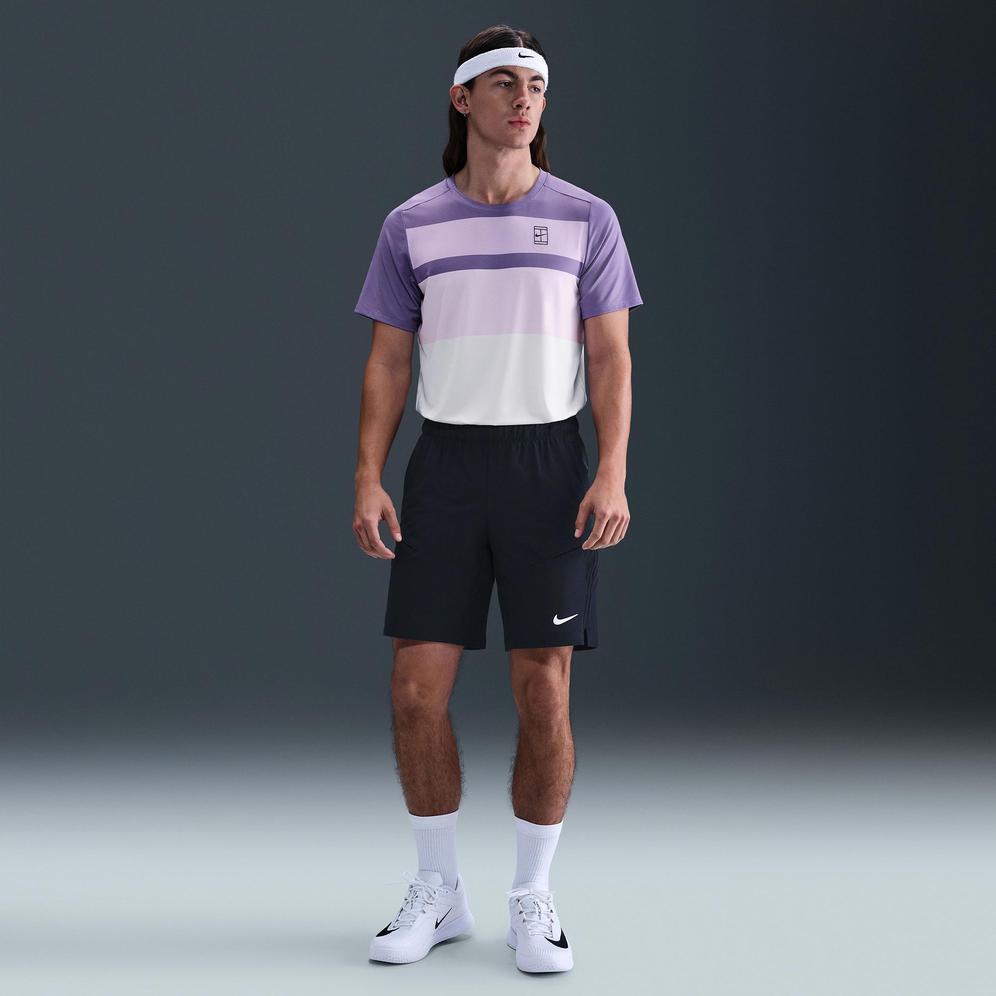 NikeCourt Advantage Men's Dri-FIT Printed Tennis Shirt - Purple (4)