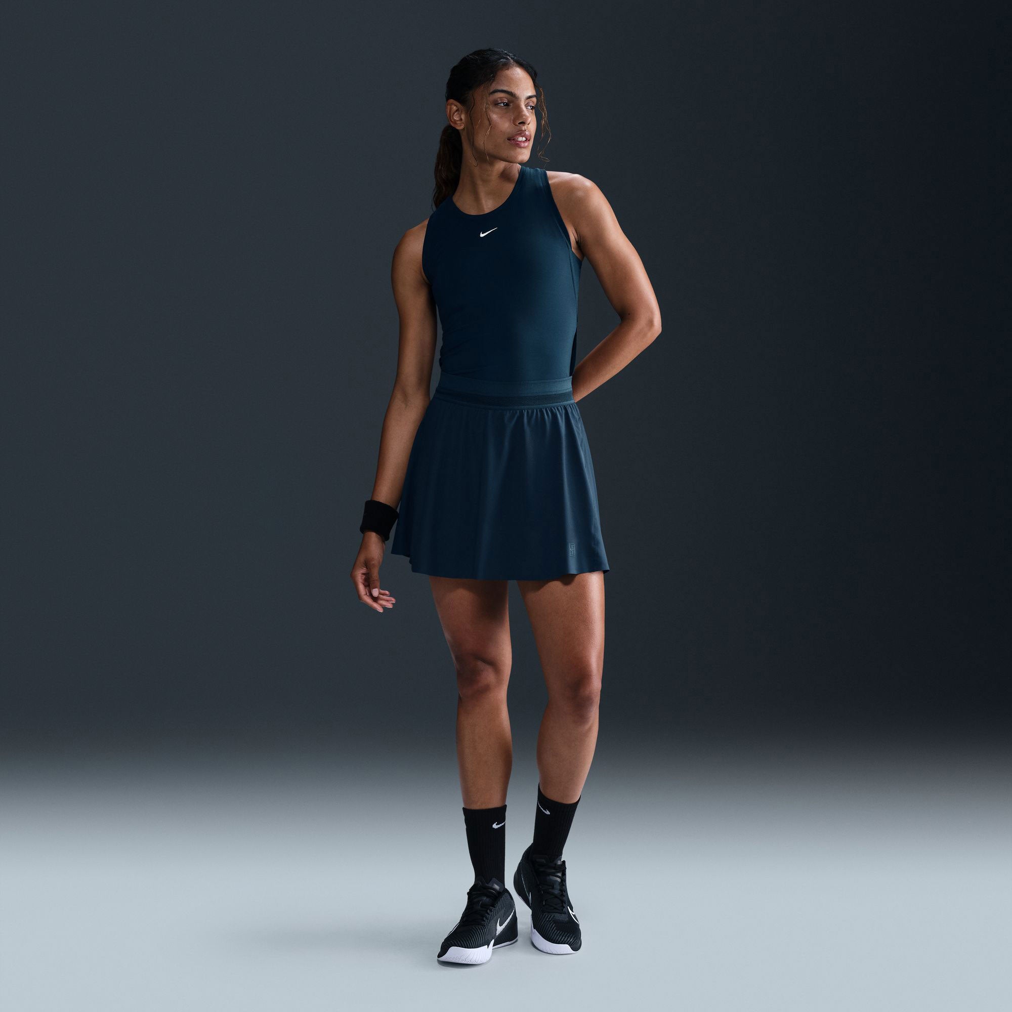 NikeCourt Advantage Women's Dri-FIT High-Waisted Regular Tennis Skirt - Dark Blue (1)