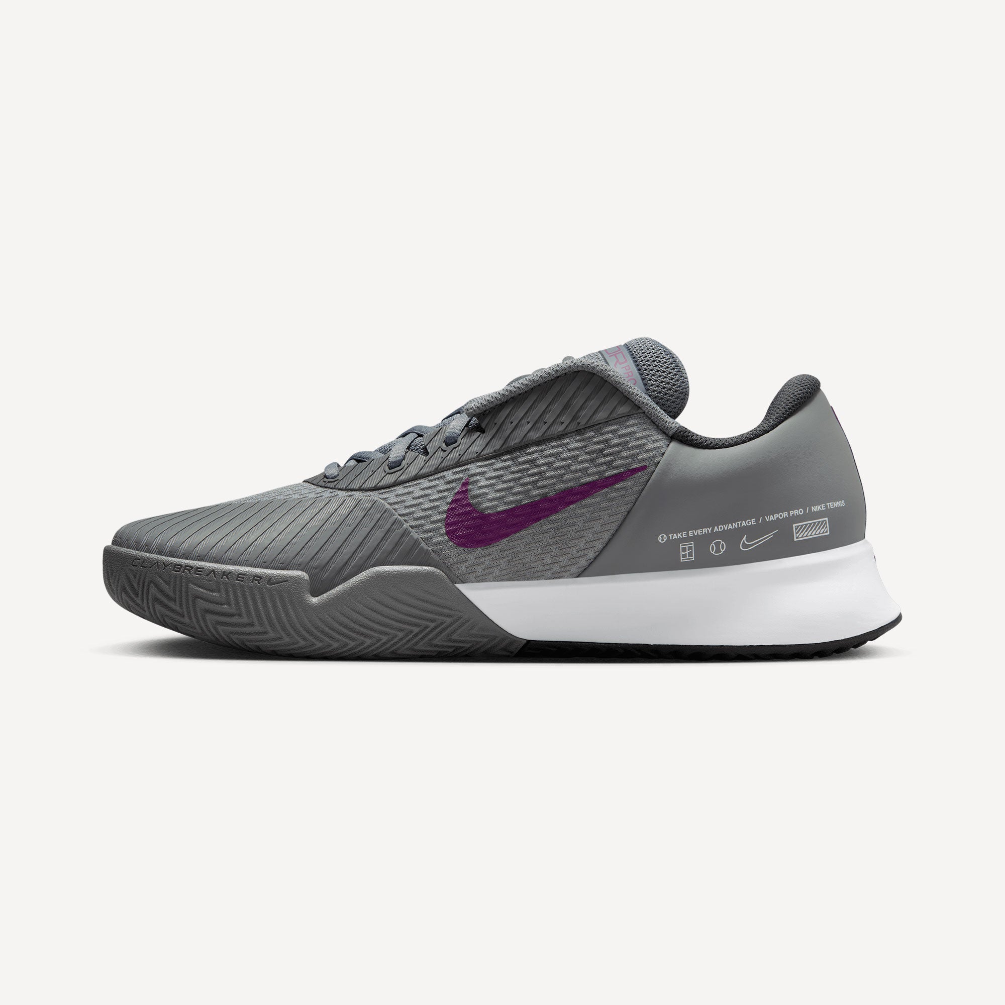 NikeCourt Air Zoom Vapor Pro 2 Men's Clay Court Tennis Shoes - Grey (3)