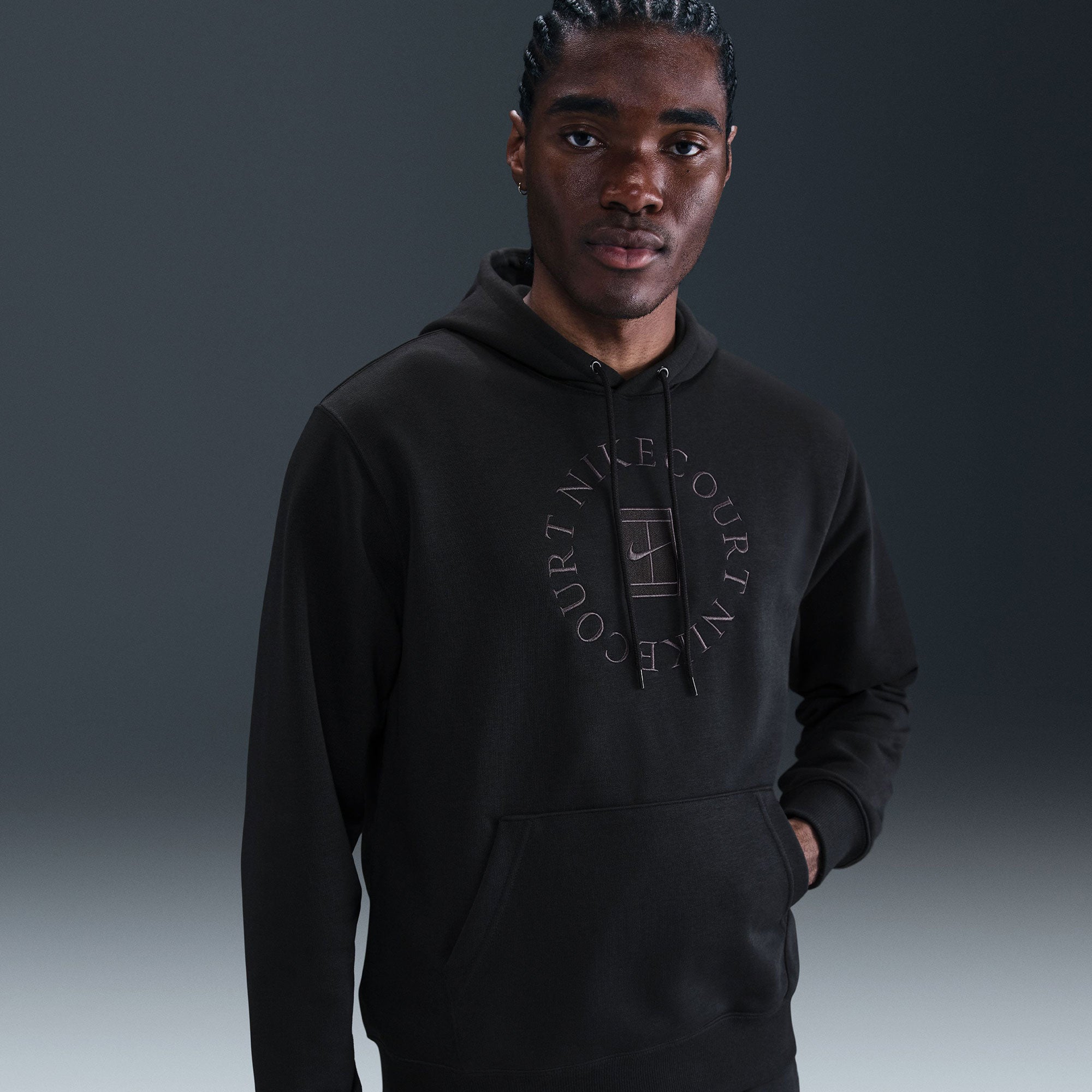 NikeCourt Heritage Men's Fleece Tennis Hoodie - Black (1)