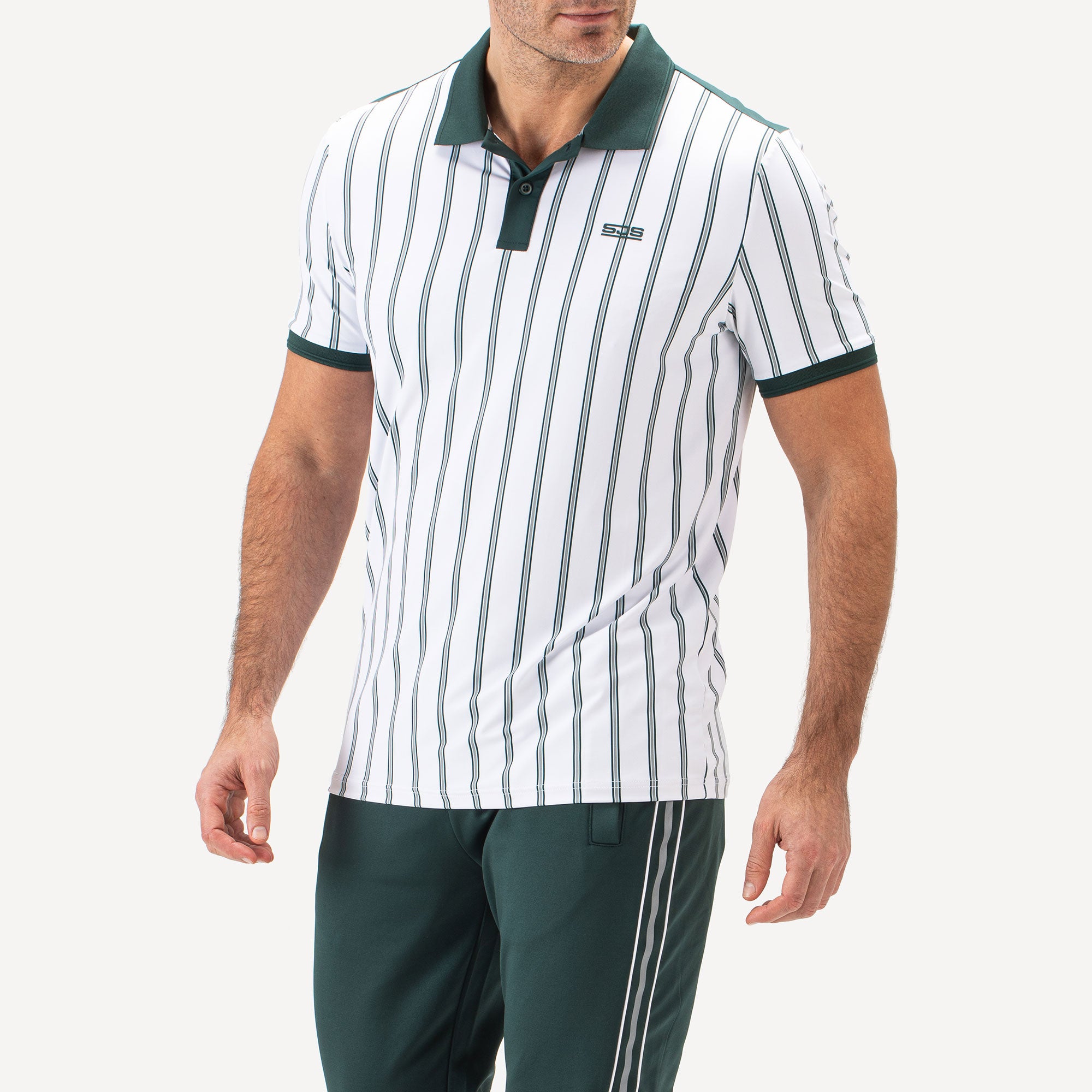 Sjeng Sports Blade Men's Tennis Polo - Green Stripes (1)