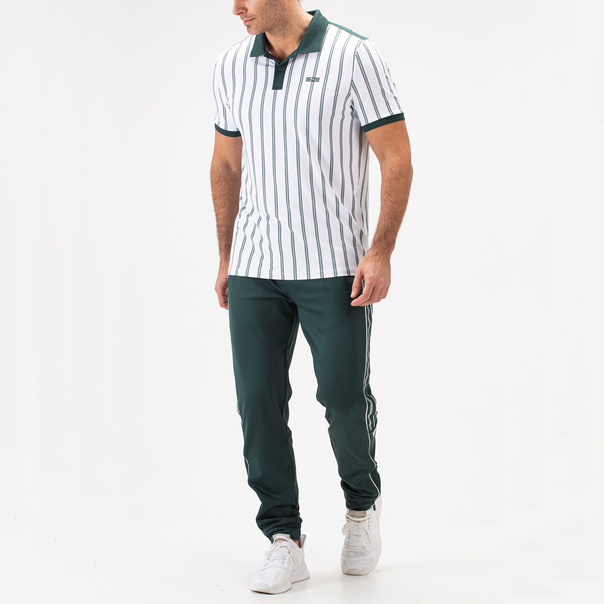 Sjeng Sports Blade Men's Tennis Polo - Green Stripes (3)