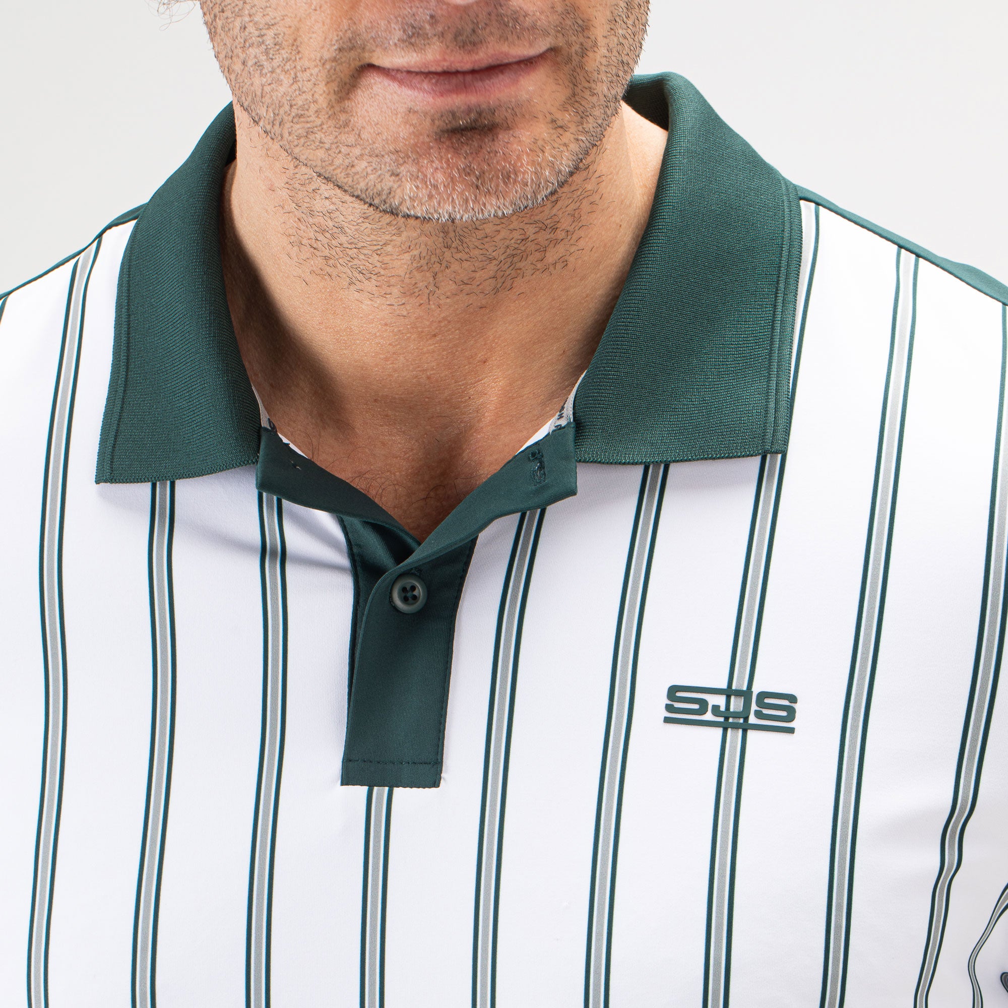 Sjeng Sports Blade Men's Tennis Polo - Green Stripes (4)