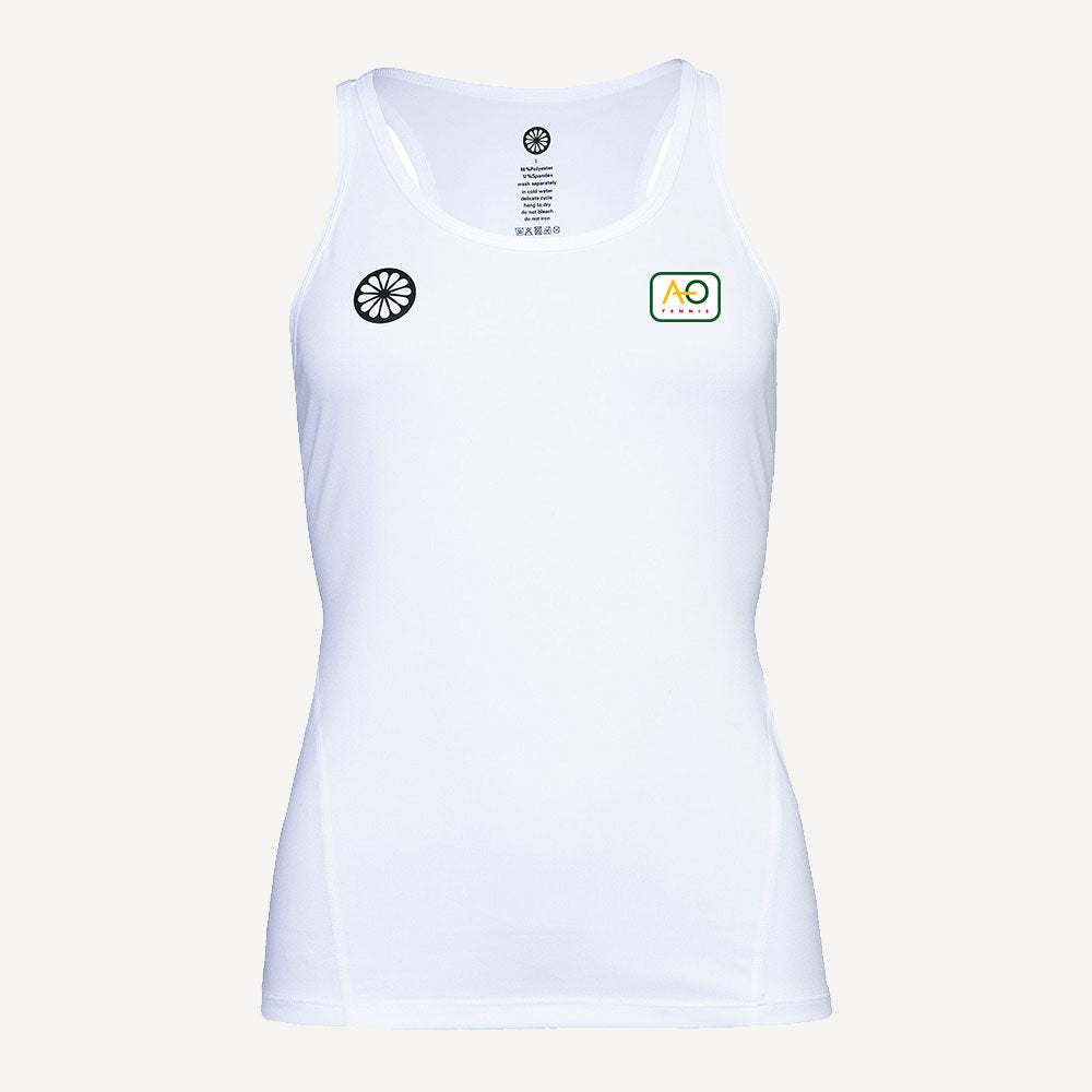 The Indian Maharadja Performance Women's Tennis Tank - Aeolus Oledo - White (1)