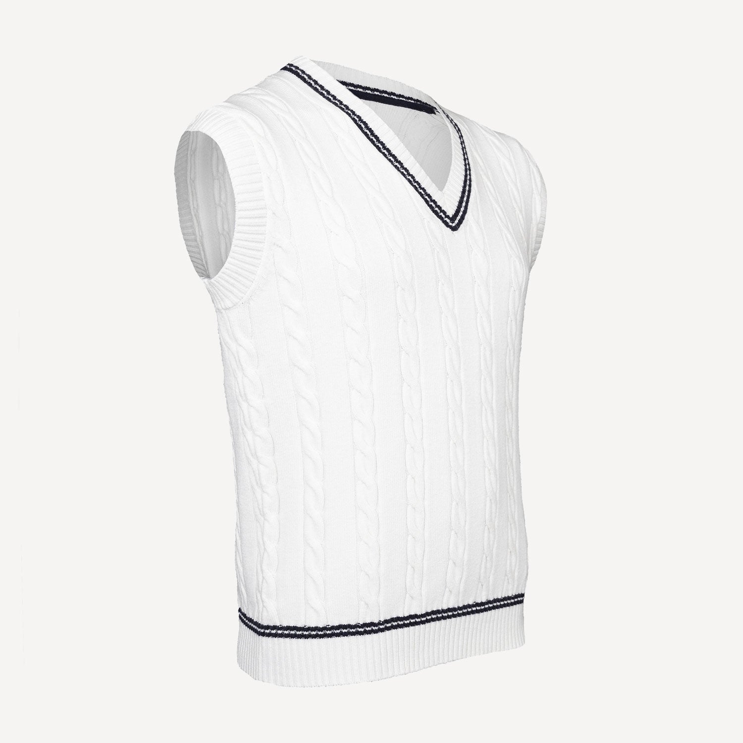 The Indian Maharadja Sleeveless Cable Knit Tennis Vest (Unisex) - White (2)