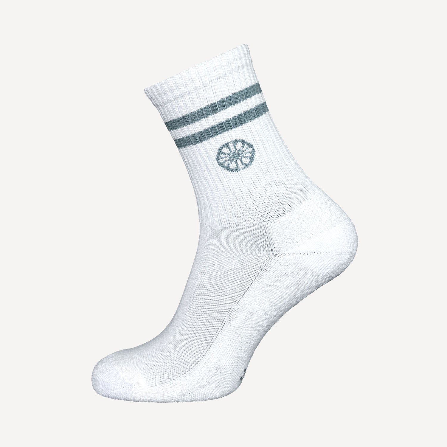 The Indian Maharadja Striped Tennis Crew Socks - Misty Grey (1)