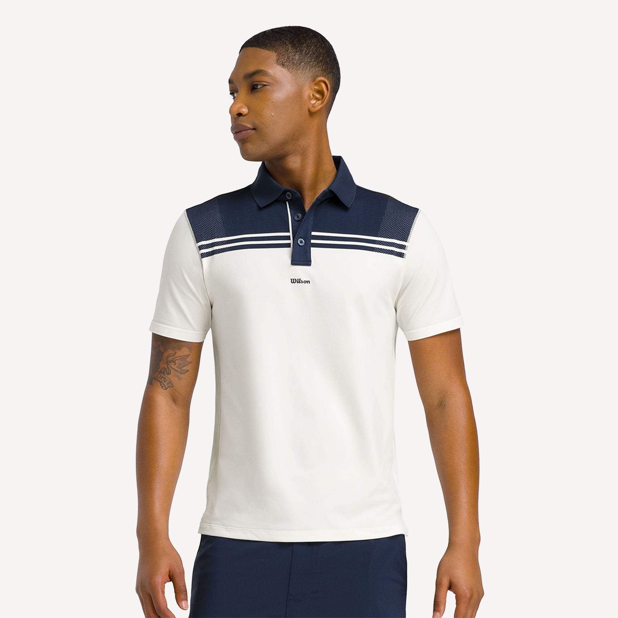 Wilson All Seasons Men's Stripe Tennis Polo - Dark Blue (1)