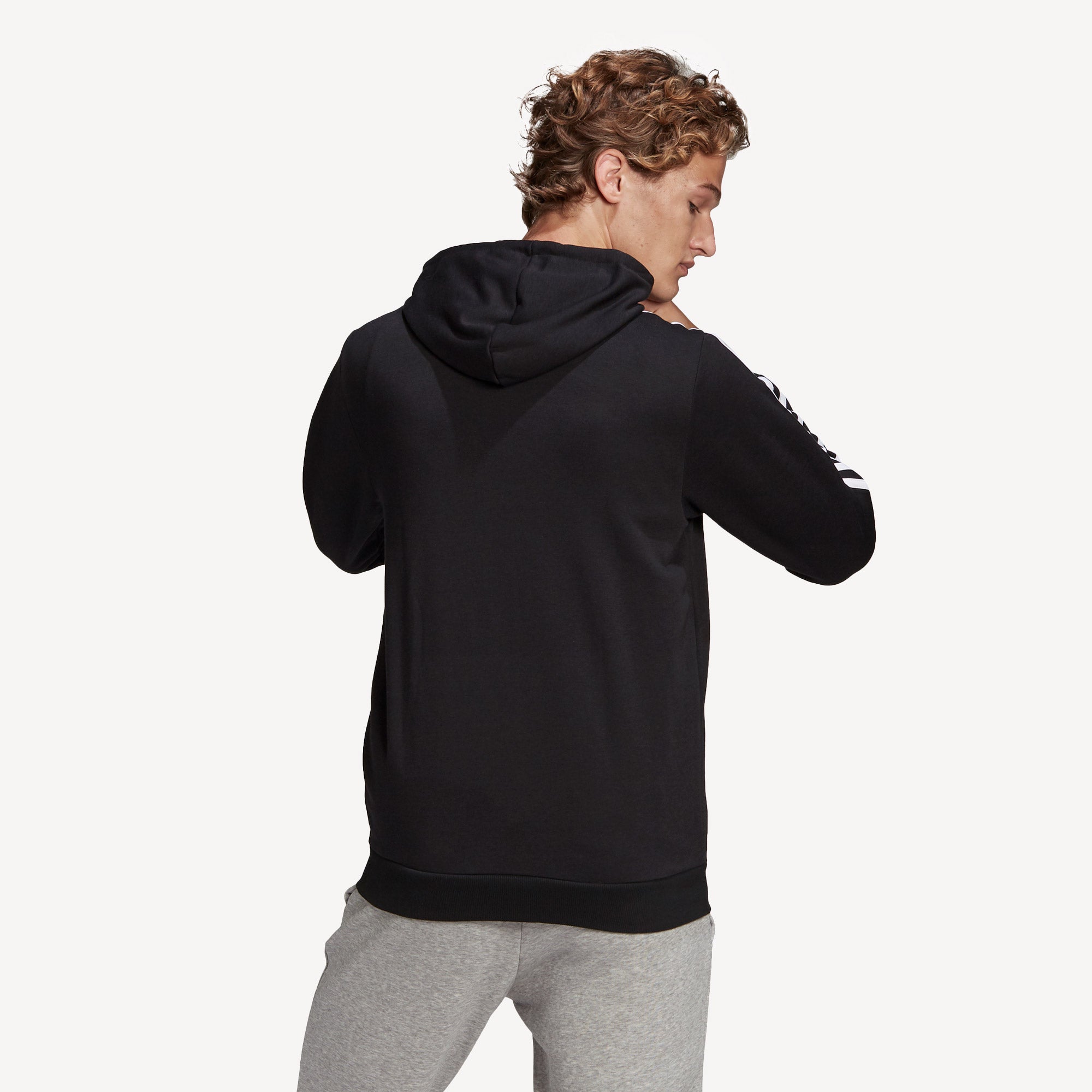 adidas Essentials Men's 3-Stripe Full-Zip Hoodie Black (2)