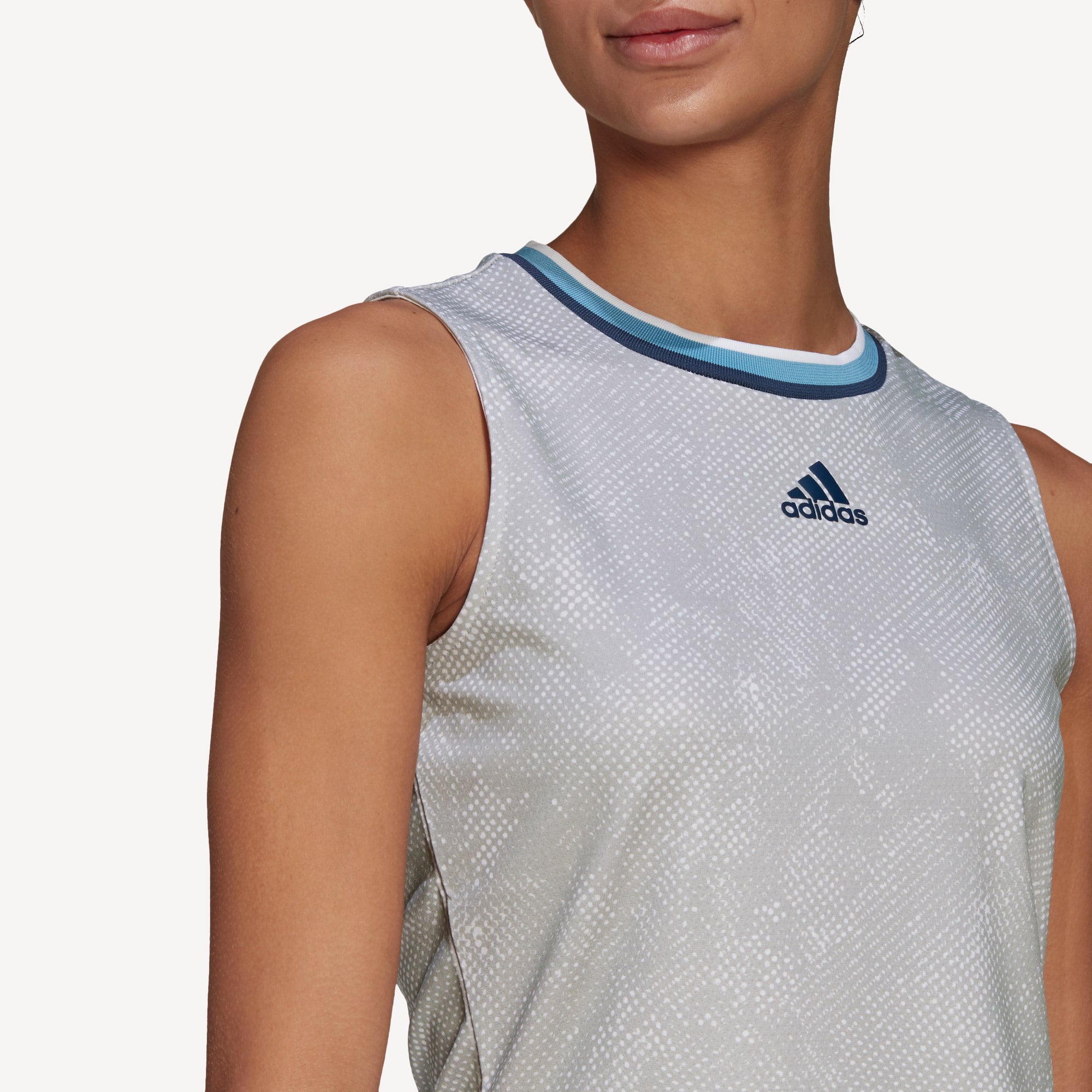 adidas Match Primeblue Women's Printed Tennis Tank White (4)