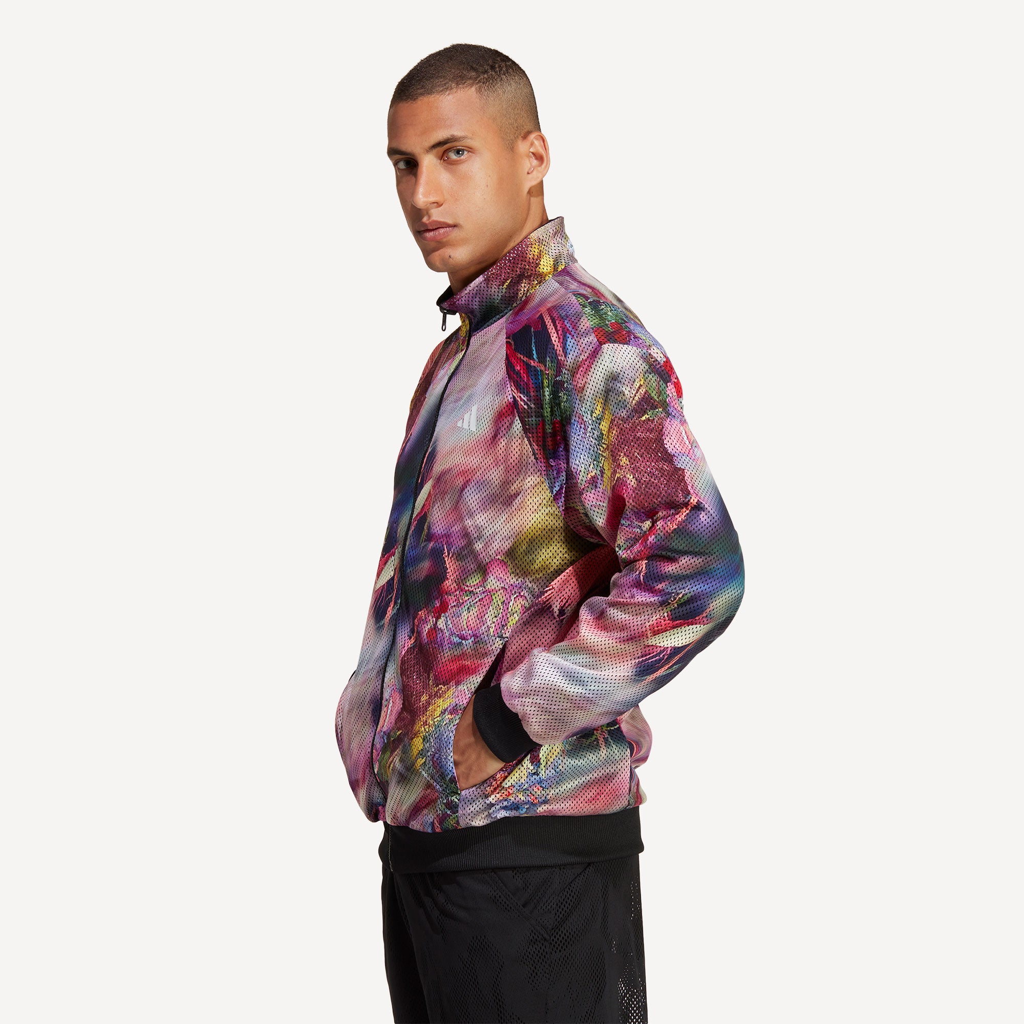 adidas Melbourne Men's Reversible Stretch Woven Tennis Jacket Black (3)