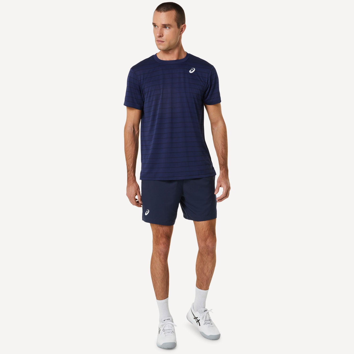 ASICS Court Men's Striped Tennis Shirt Blue (5)