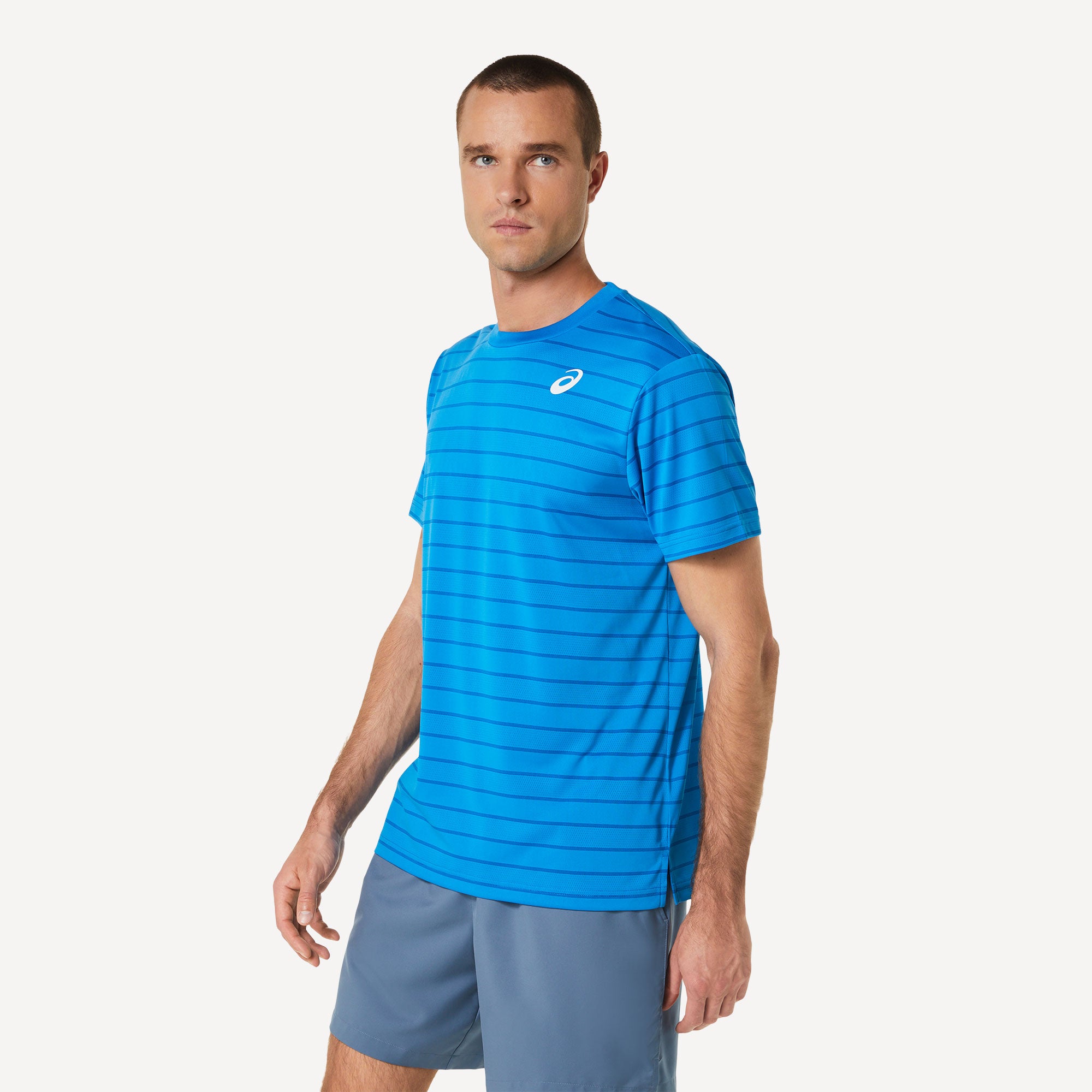 ASICS Court Men's Striped Tennis Shirt Blue (3)