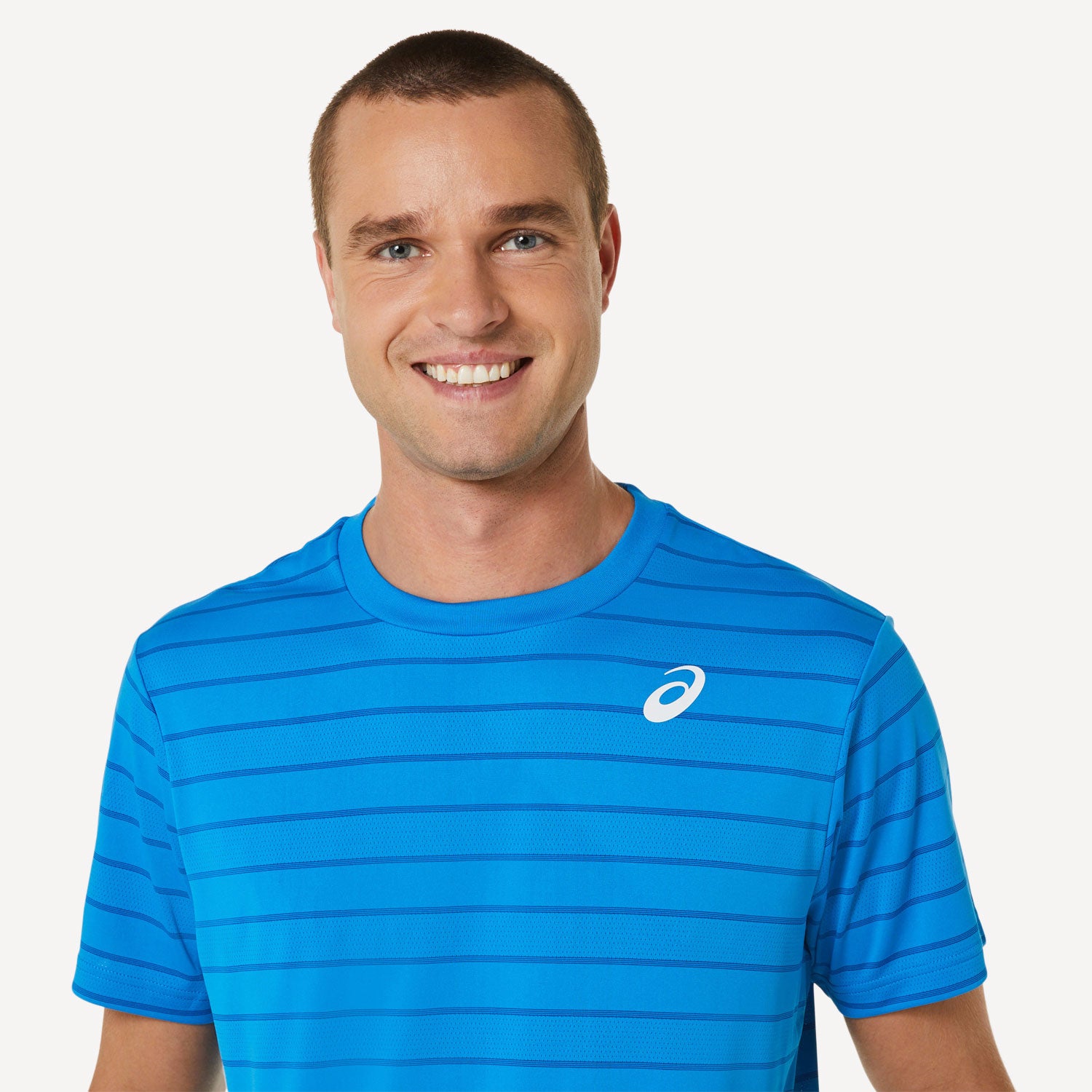 ASICS Court Men's Striped Tennis Shirt Blue (4)