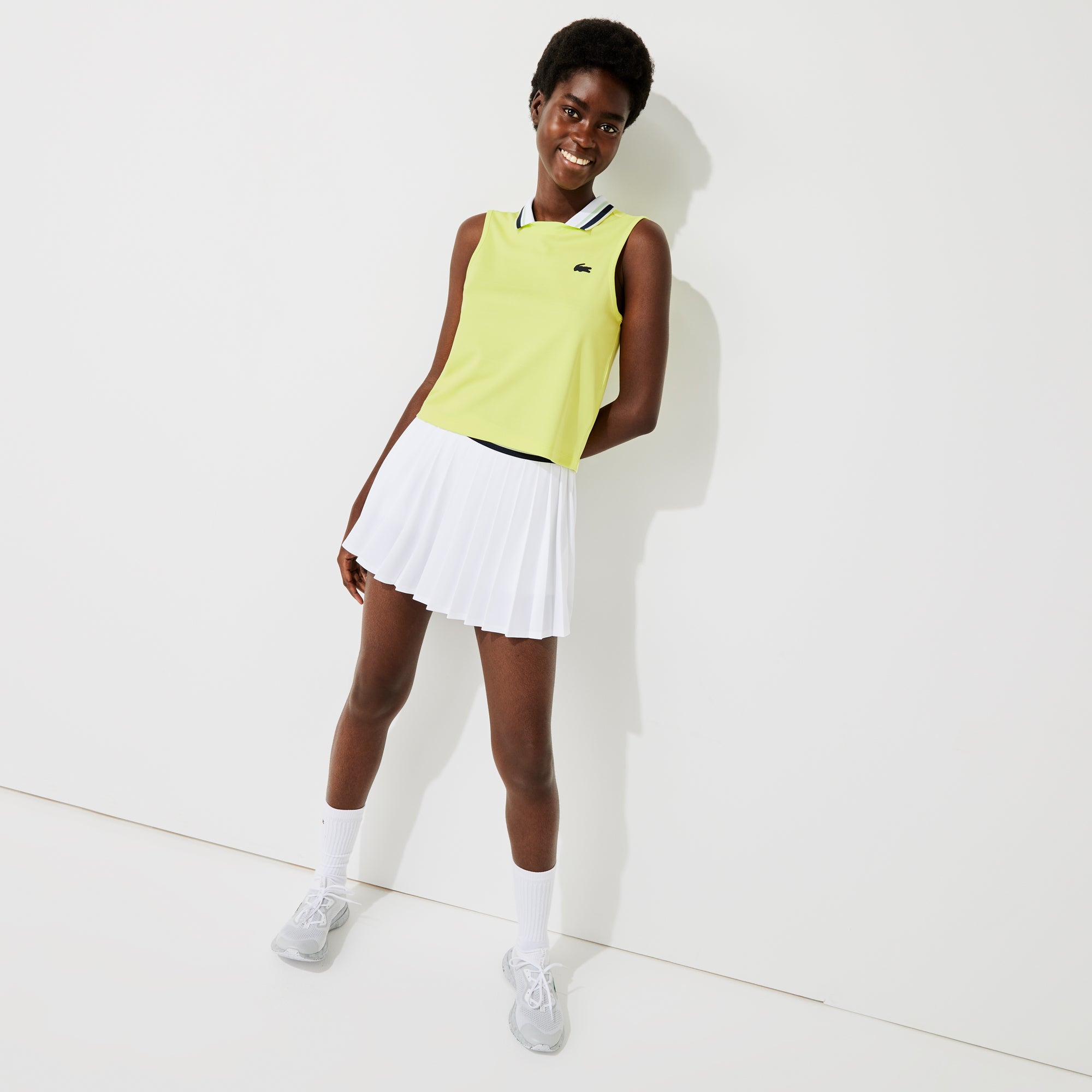Lacoste Women's Jacquard Tennis Tank Yellow (1)