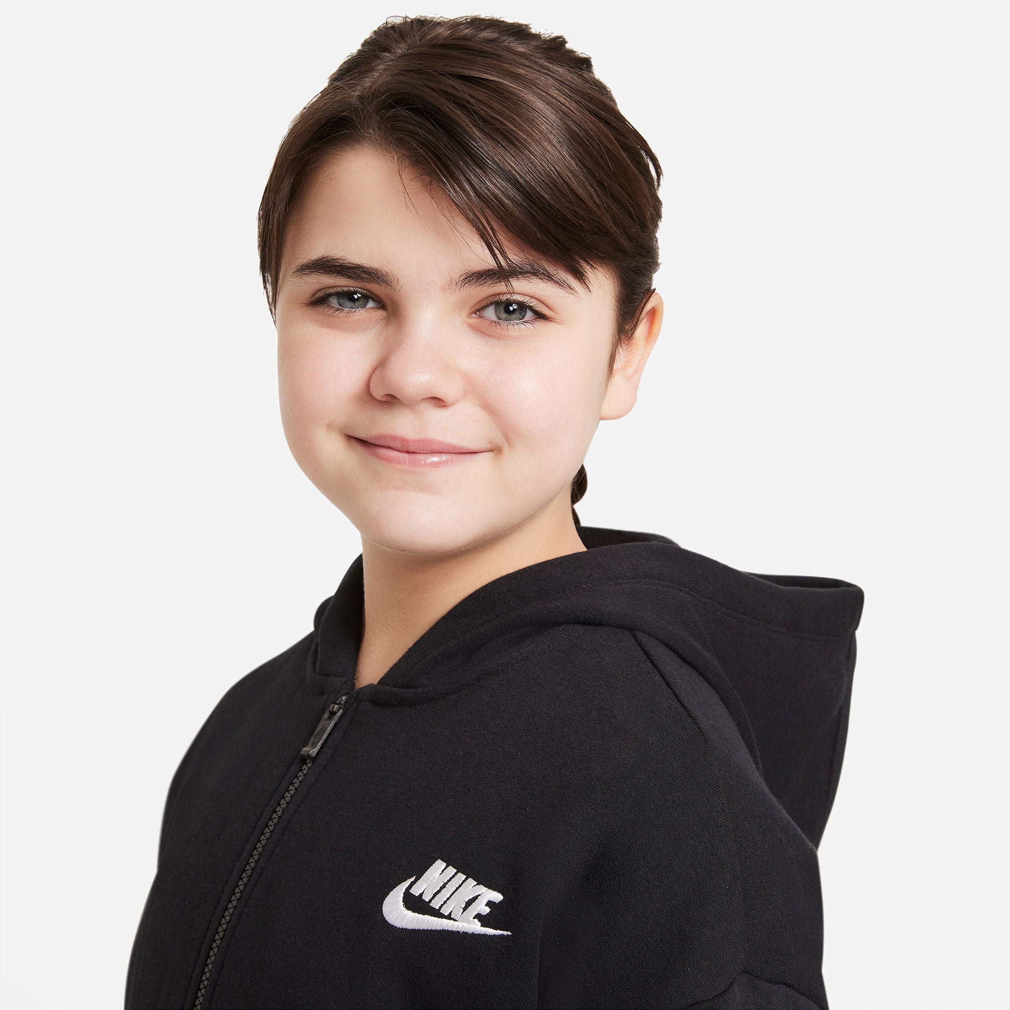 Nike Club Girls' Fleece Full-Zip Hoodie Black (3)