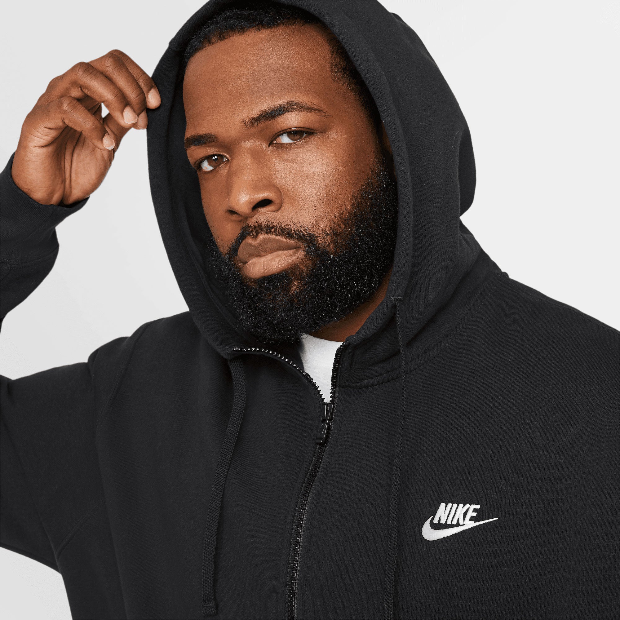 Nike Club Men's Fleece Full-Zip Hoodie Black (3)