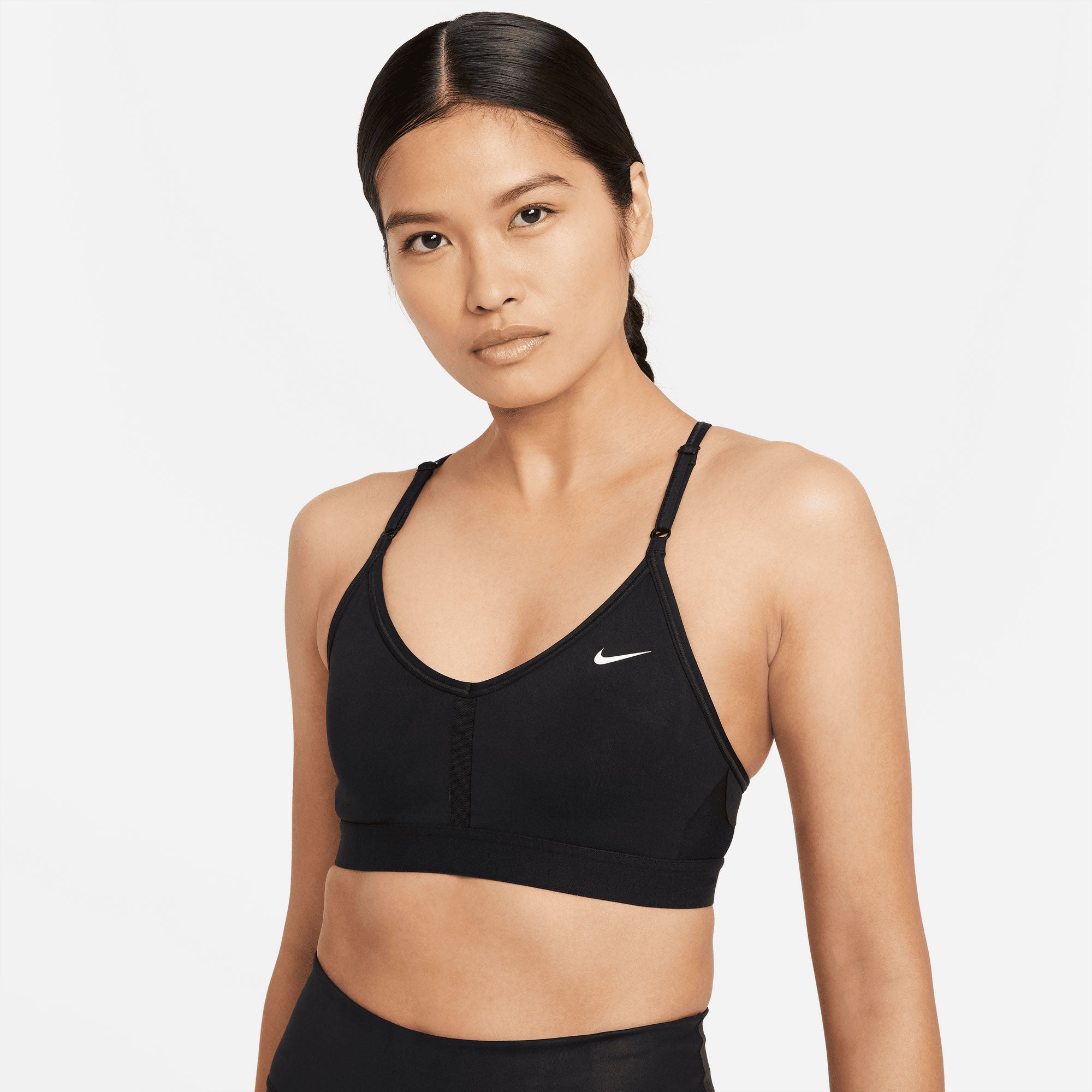 Nike Dri-FIT Indy Women's Light-Support Padded V-Neck Sports Bra Black (1)