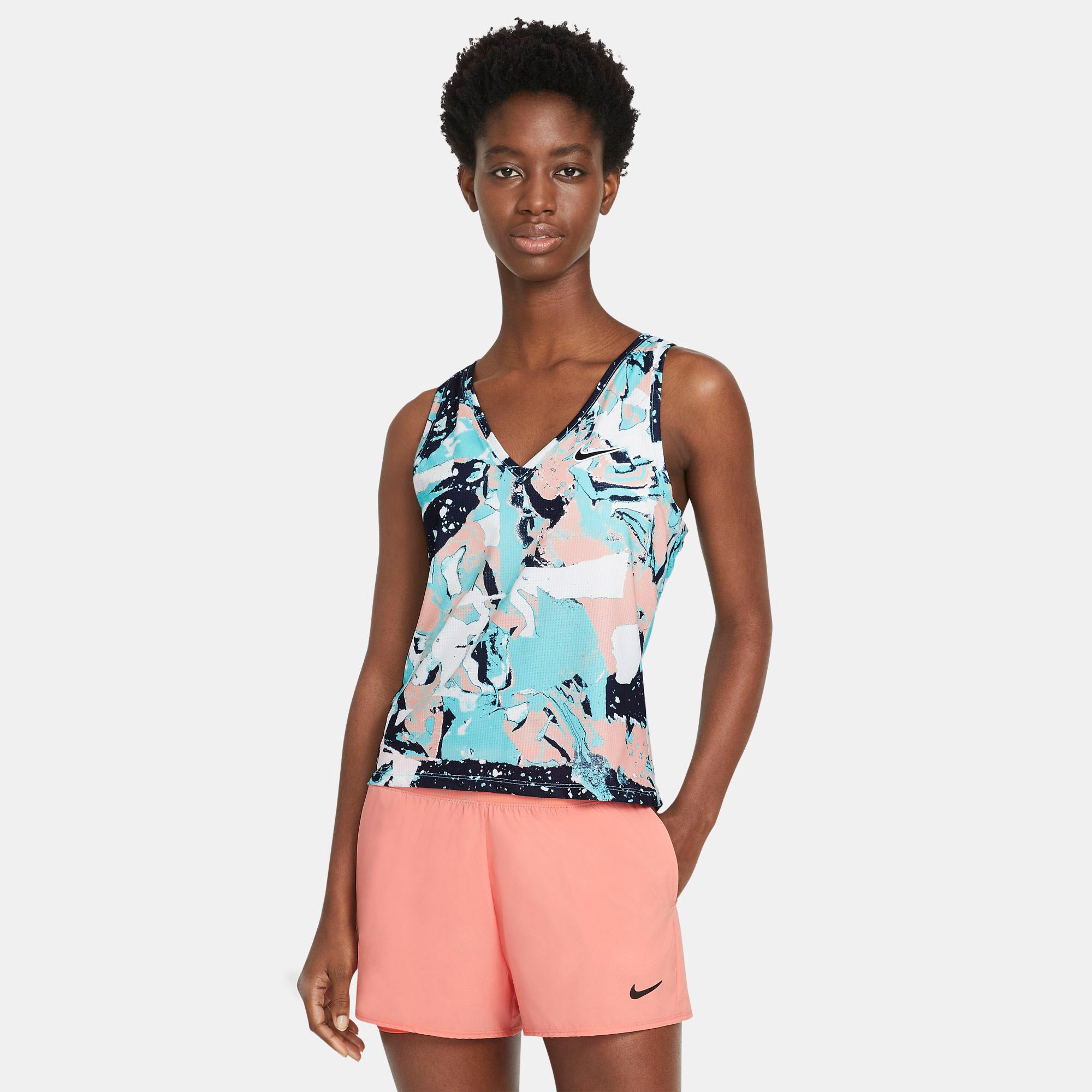 Nike Dri-FIT Victory Women's Printed Tennis Tank Blue (1)