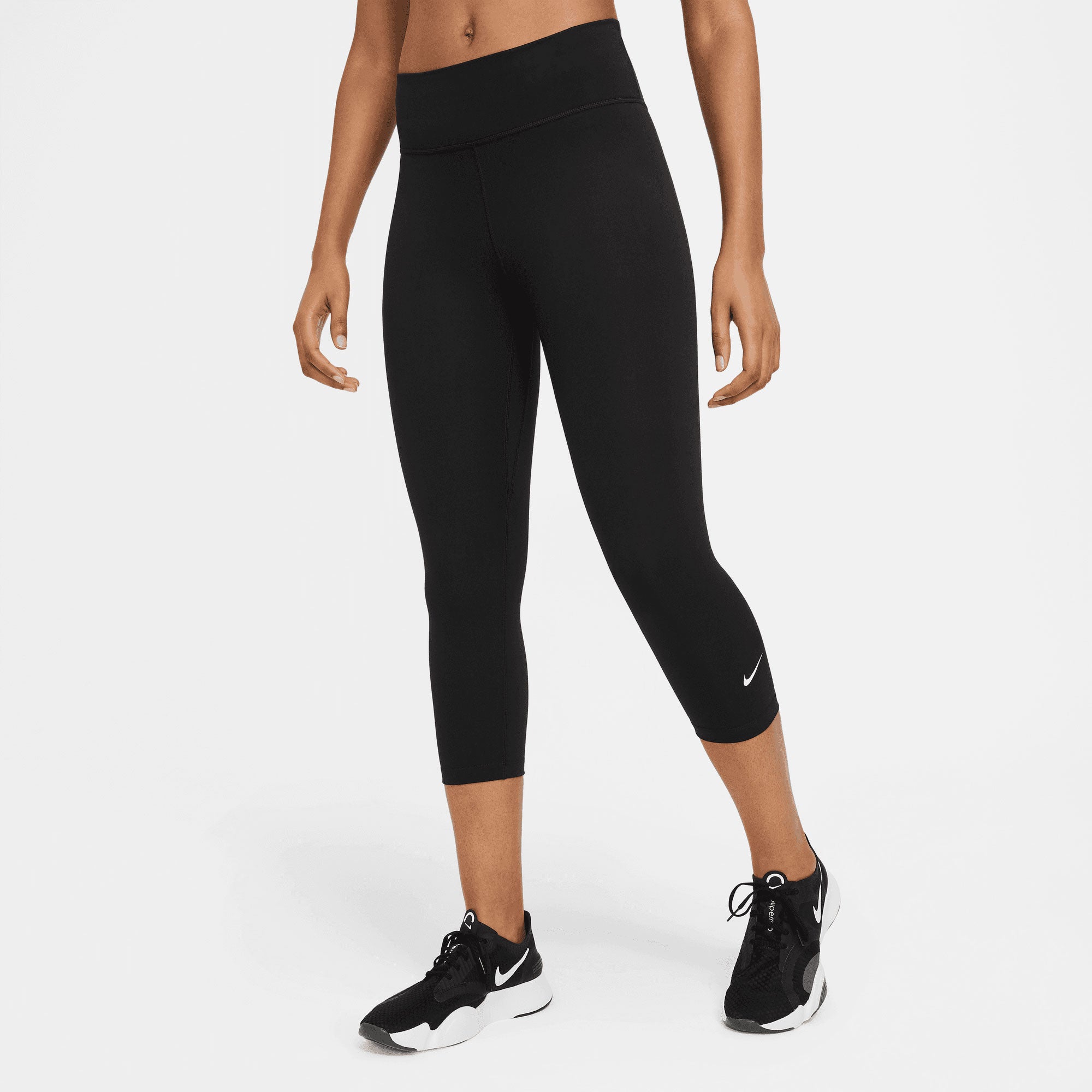 Nike One Dri-FIT Women's Mid-Rise Capri Tights Black Tennis Only