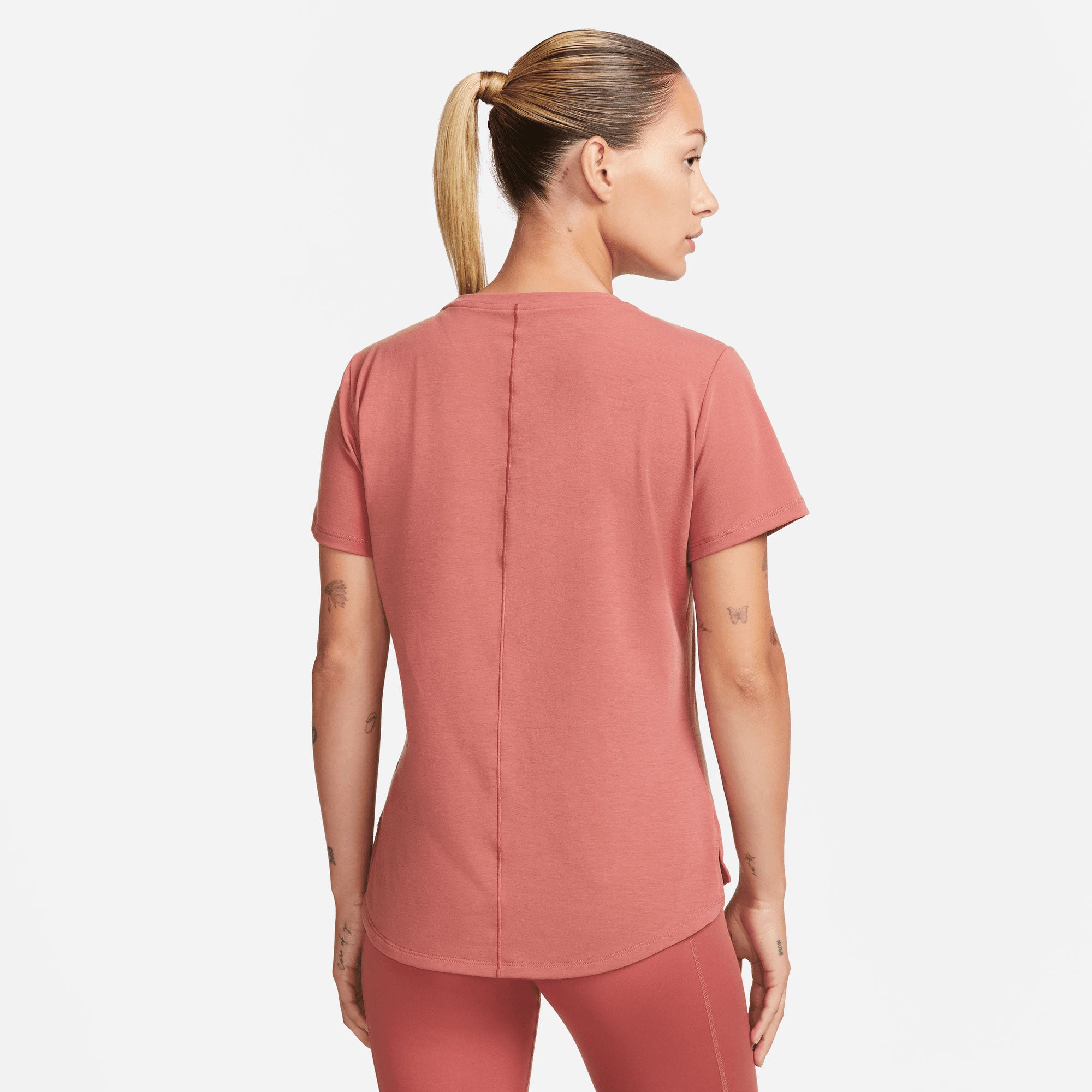 Nike One Luxe Dri-Fit Women's Stardard Fit SS Top Red (2)