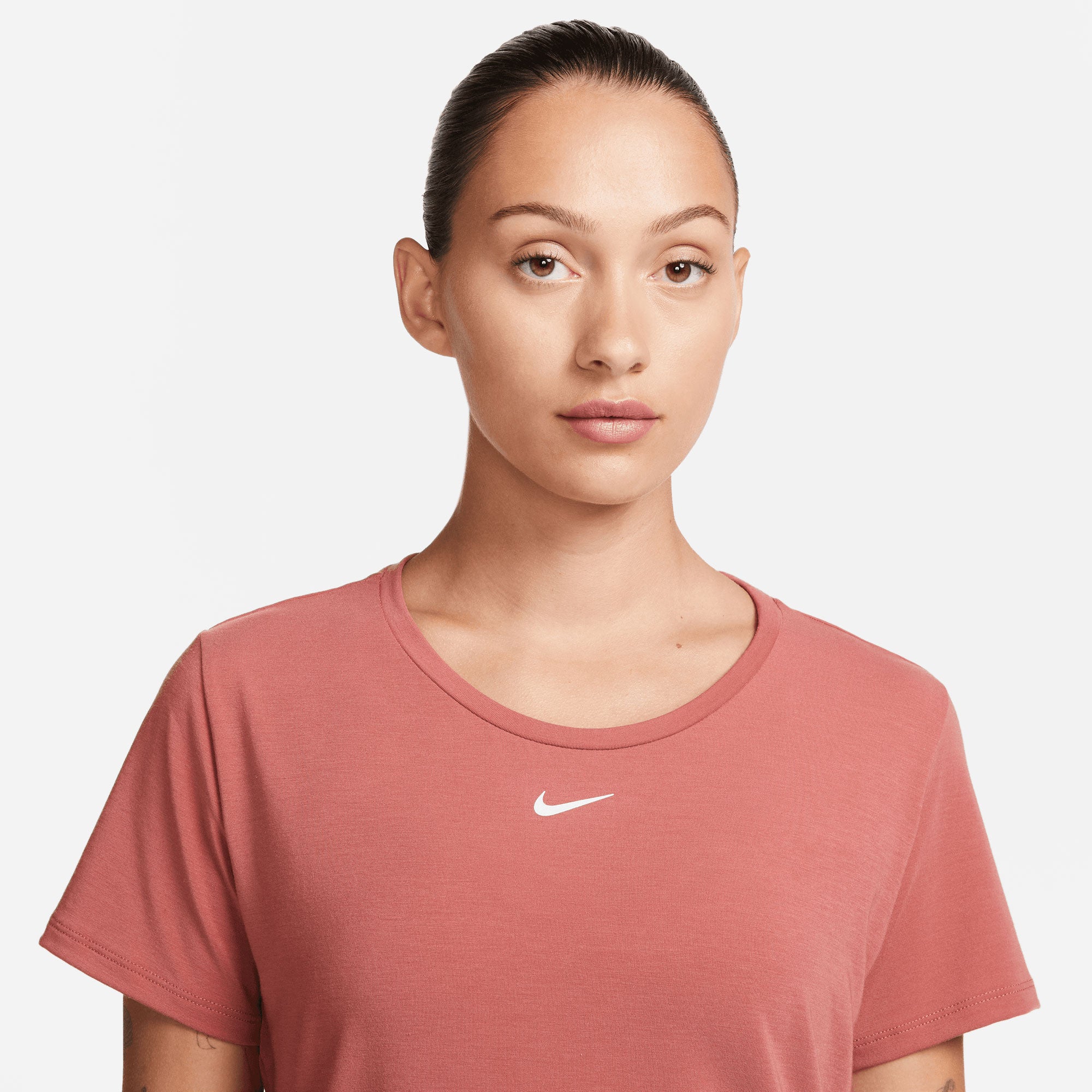Nike One Luxe Dri-Fit Women's Stardard Fit SS Top Red (3)