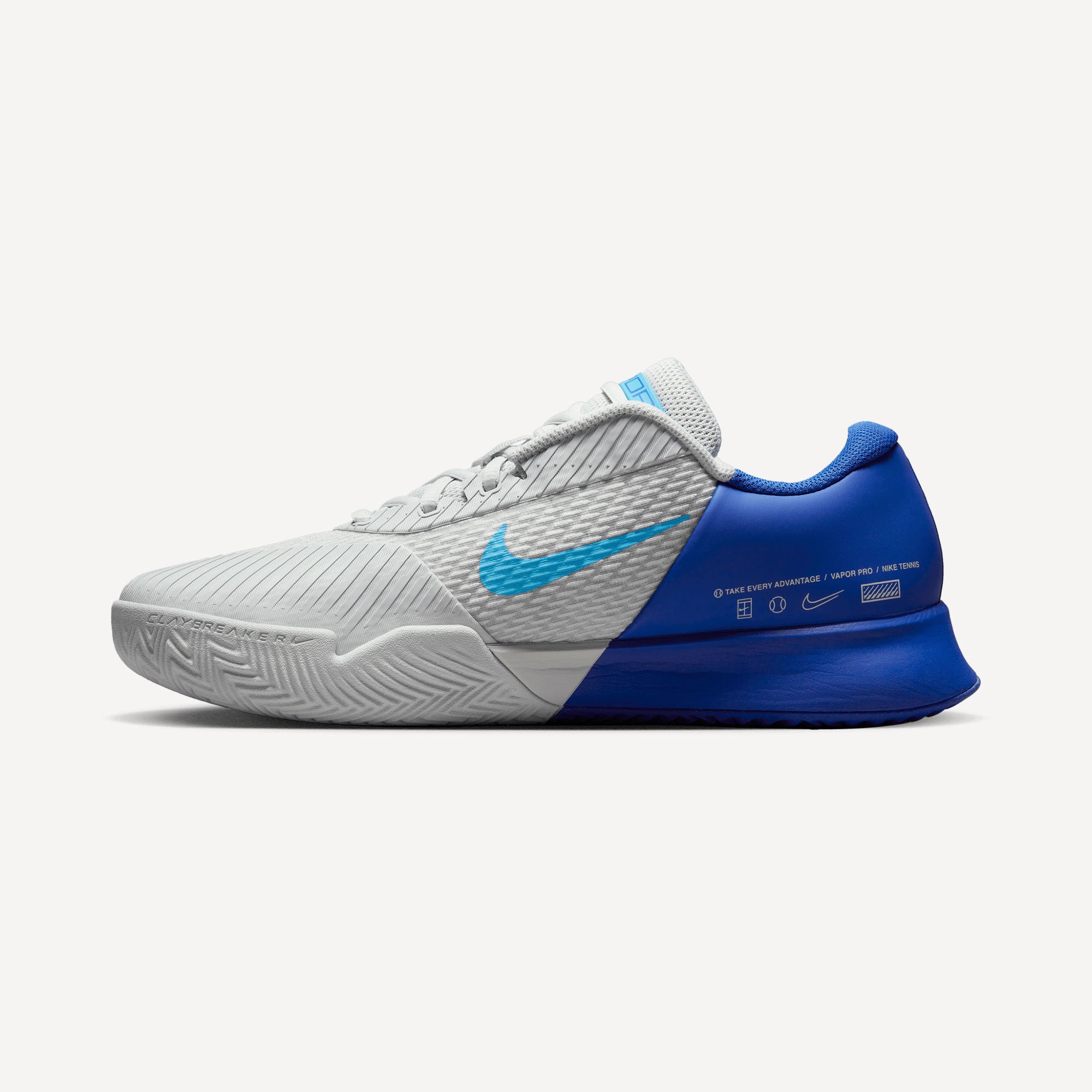 NikeCourt Air Zoom Vapor Pro 2 Men's Clay Court Tennis Shoes Grey (3)