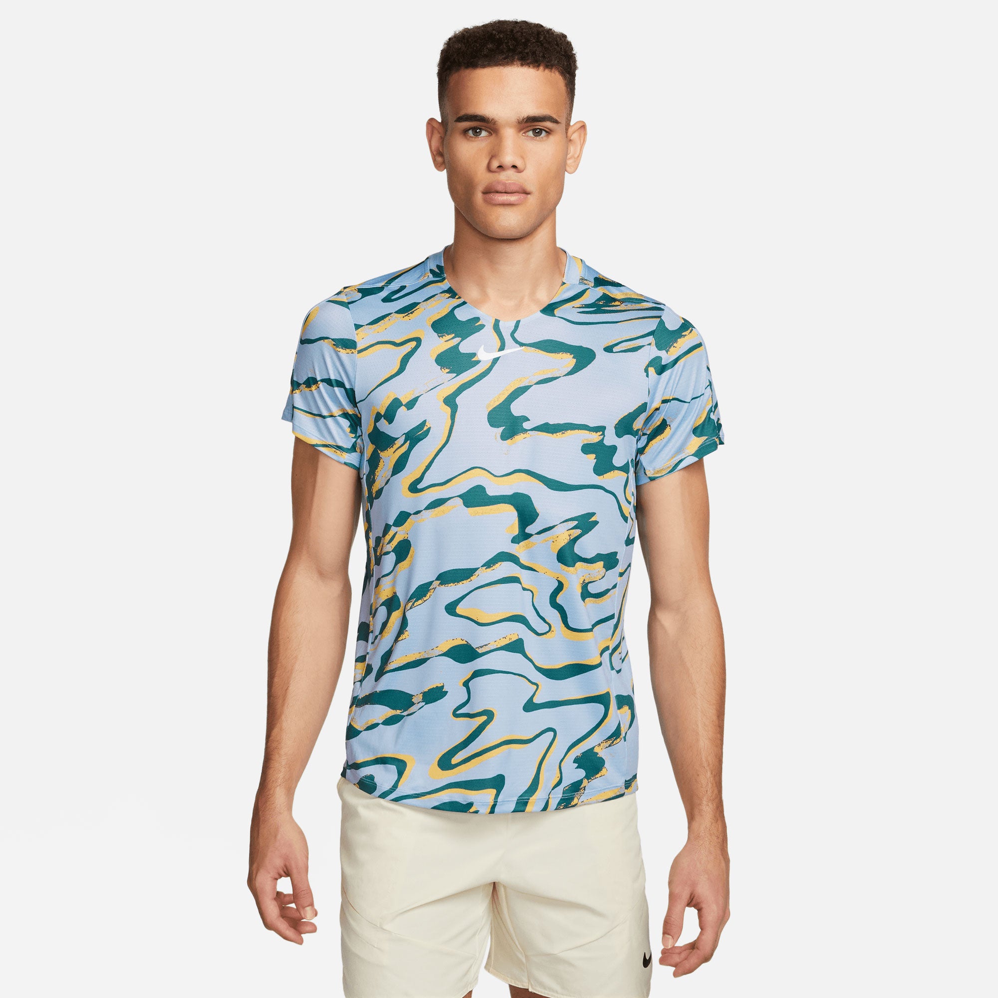 NikeCourt Dri-FIT Advantage Men's Printed Tennis Shirt Blue (1)