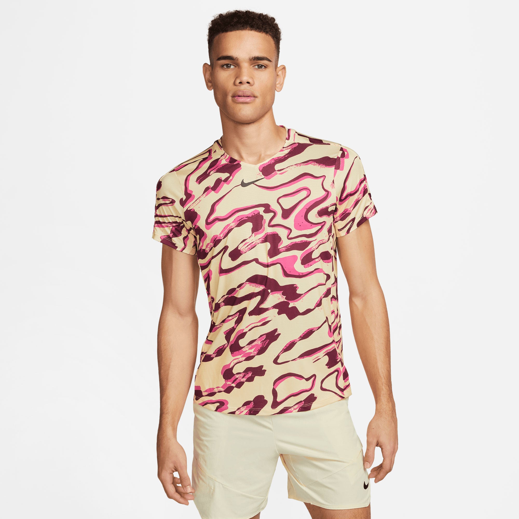 NikeCourt Dri-FIT Advantage Men's Printed Tennis Shirt Yellow (1)