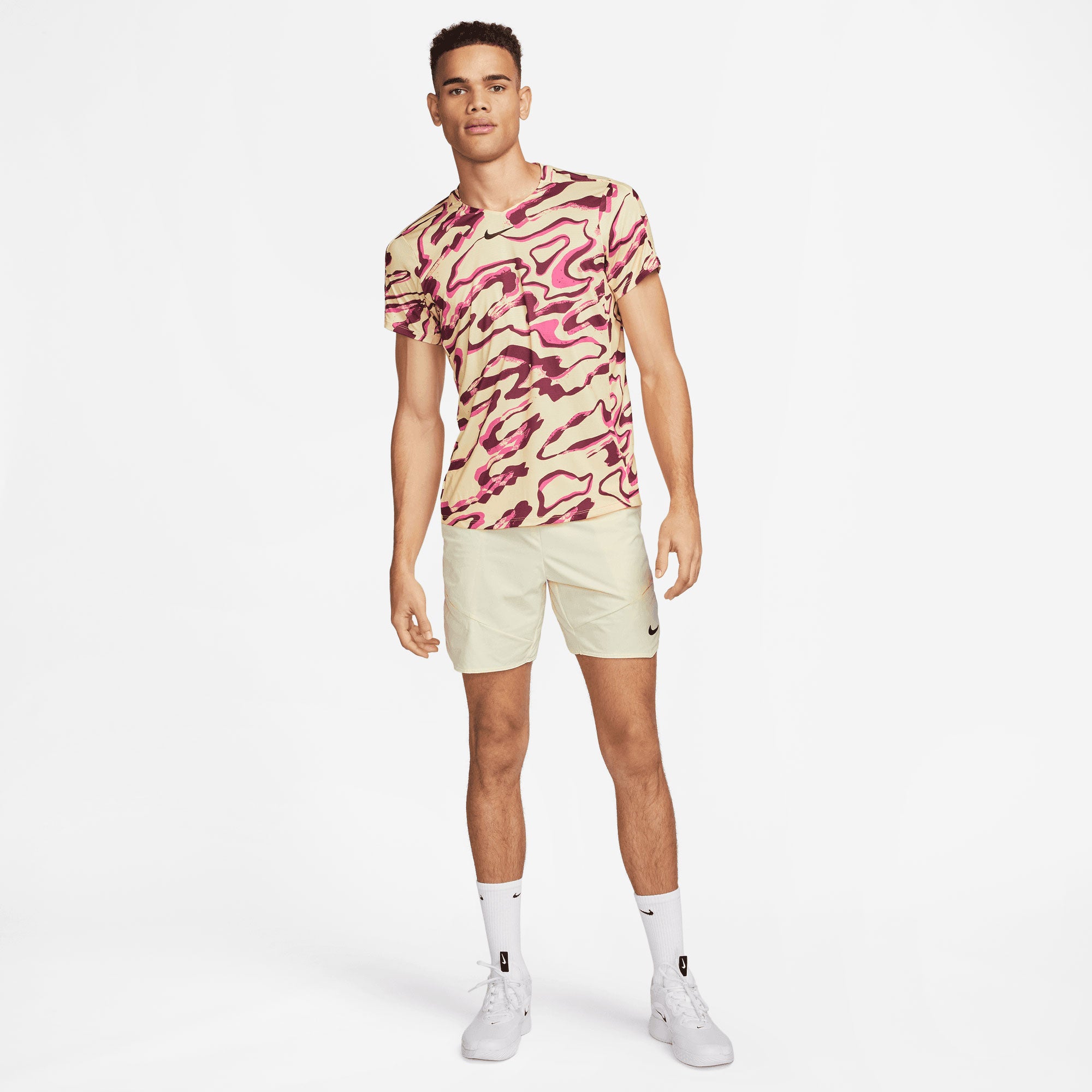NikeCourt Dri-FIT Advantage Men's Printed Tennis Shirt Yellow (5)