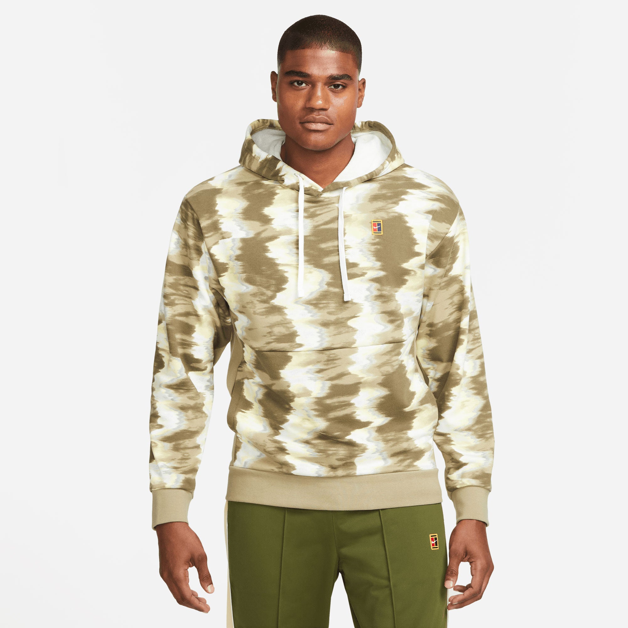 NikeCourt Dri-FIT Heritage Men's Fleece Printed Tennis Hoodie Brown (1)