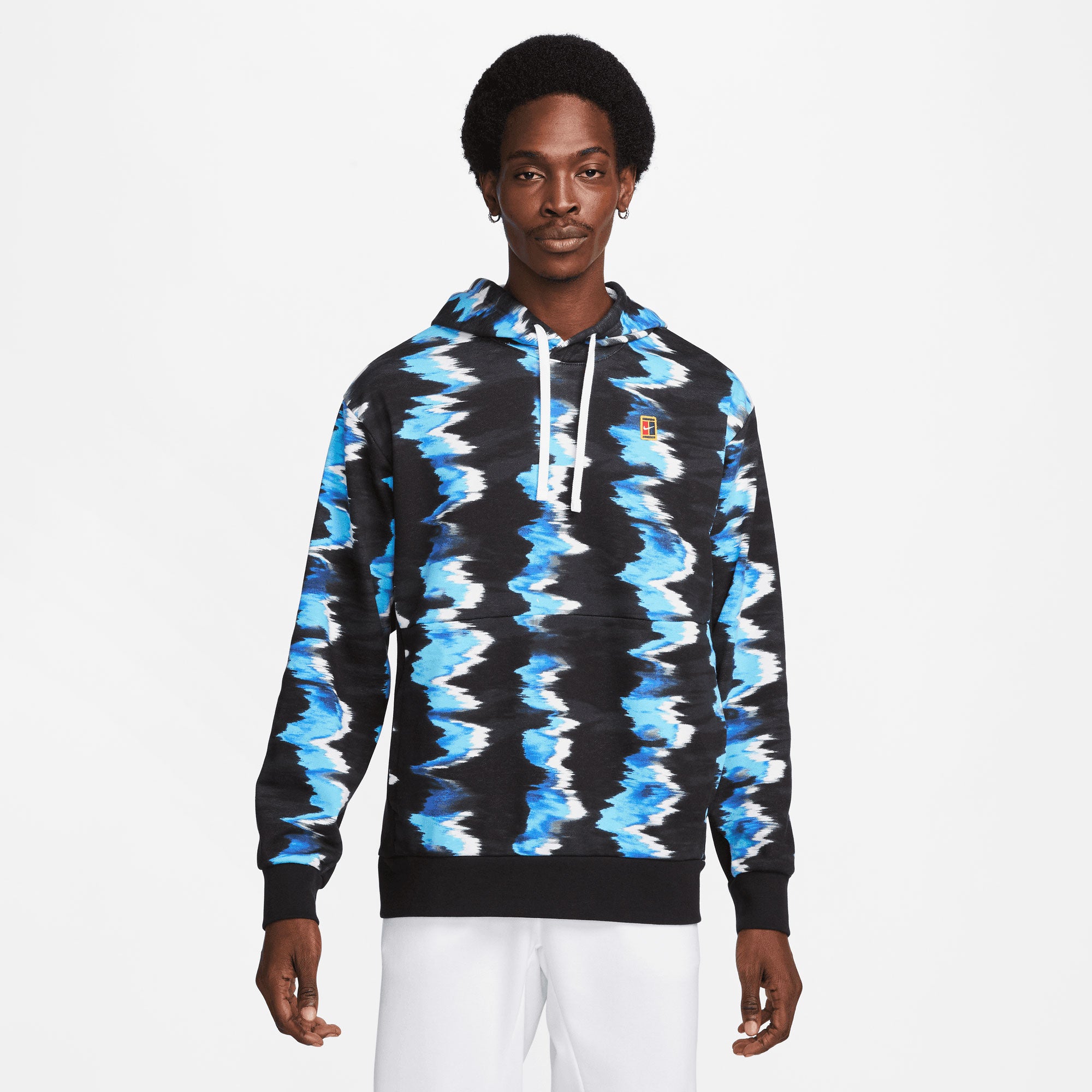 NikeCourt Dri-FIT Heritage Men's Fleece Printed Tennis Hoodie Blue (1)