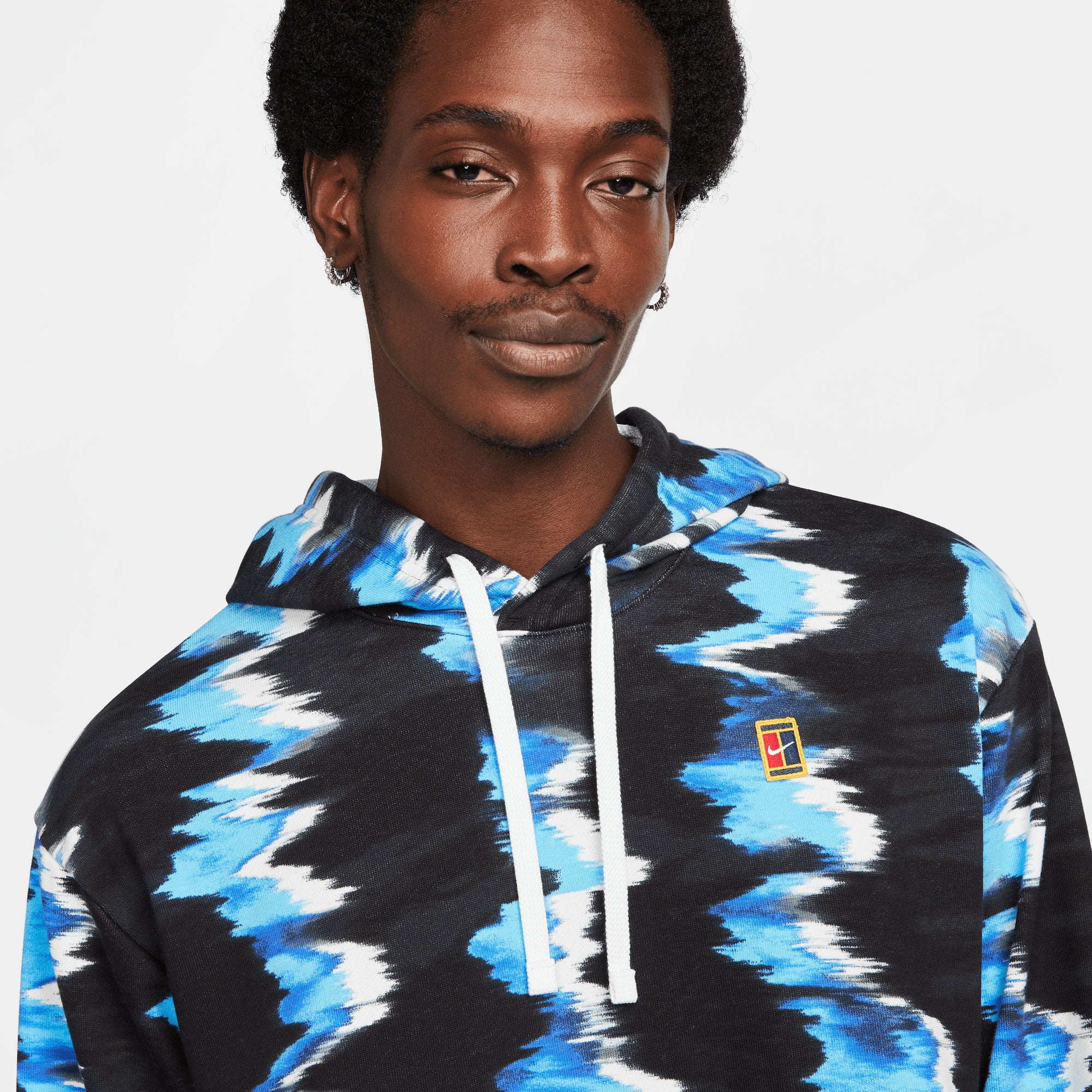 NikeCourt Dri-FIT Heritage Men's Fleece Printed Tennis Hoodie Blue (5)